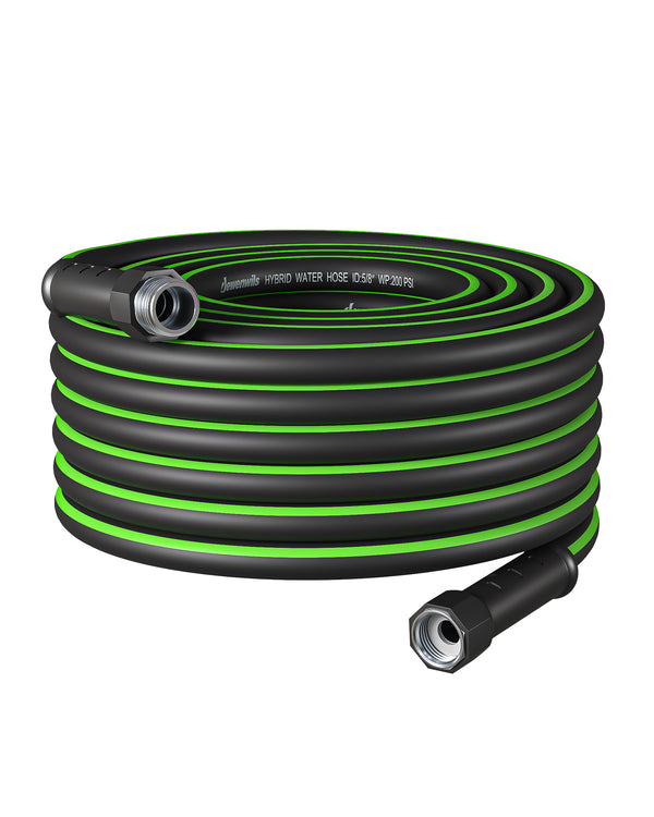 DEWENWILS 50ft 5/8" Garden Hose, Heavy Duty Hybrid Water Hose with Swivel Handle in Solid Aluminum Fittings, No Kink-HHGH50F