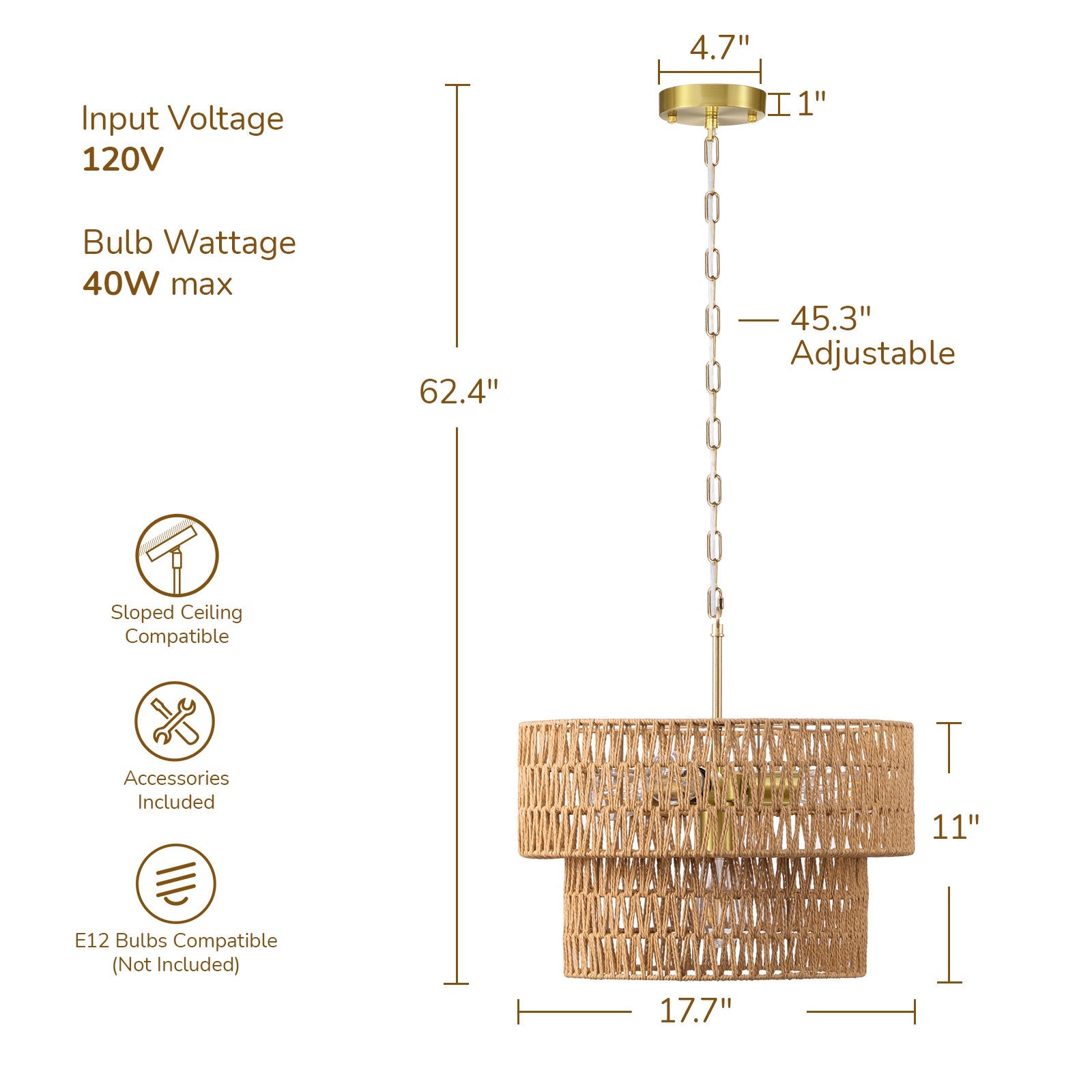 4-Light Boho 2-Tier Cross-Woven Rope Chandelier