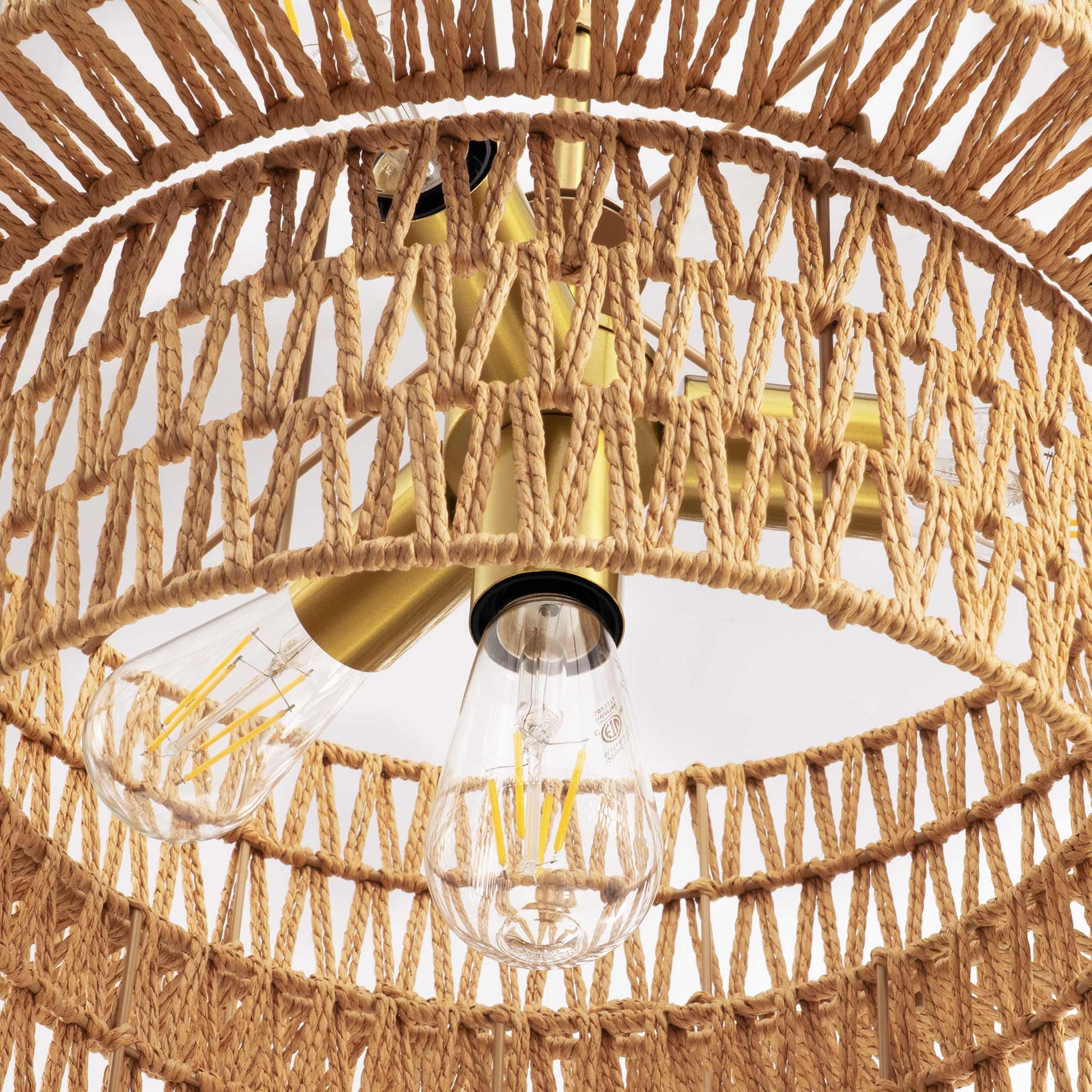 4-Light Boho 2-Tier Cross-Woven Rope Chandelier