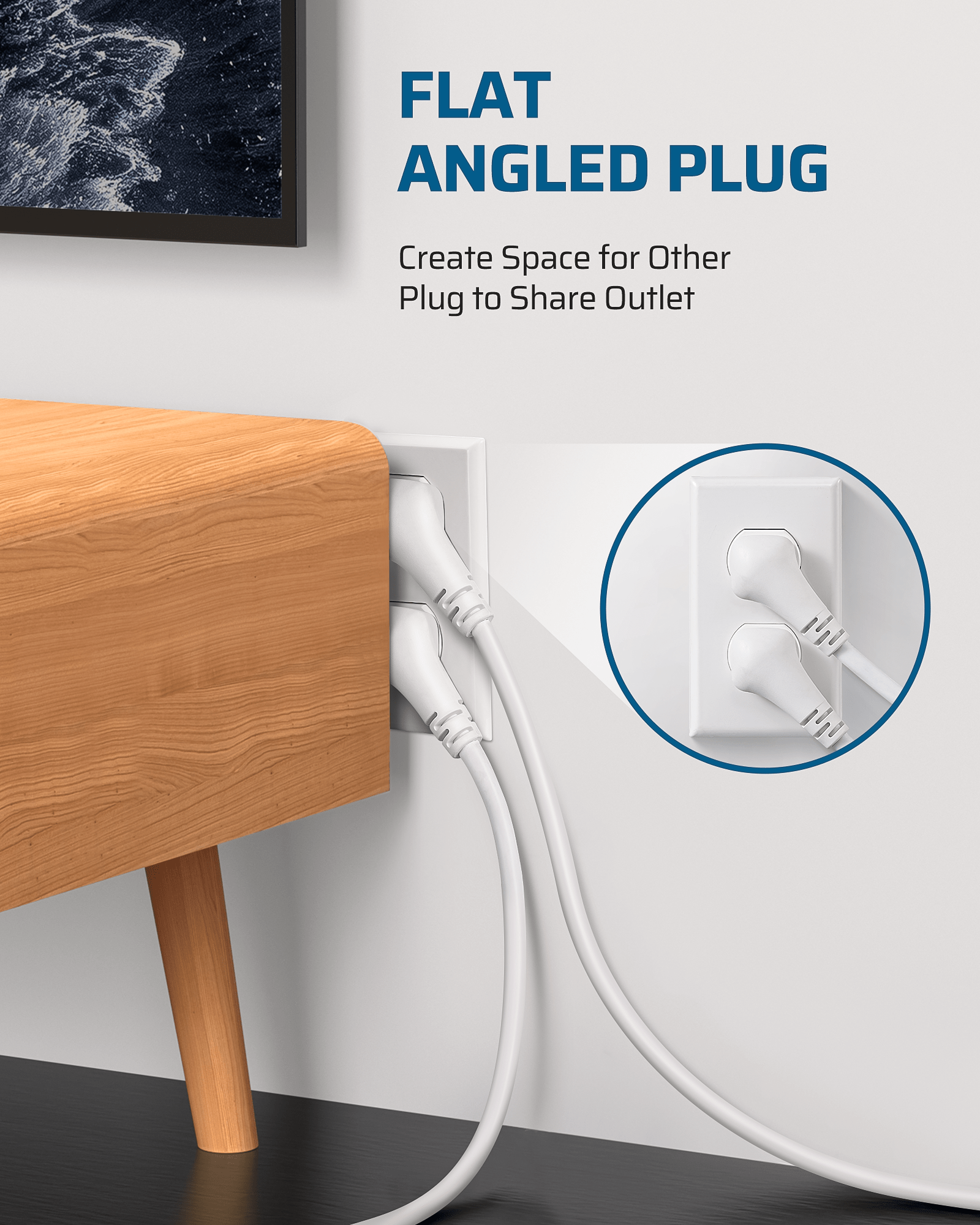 DEWENWILS 2 Pack 4 Outlets Power Strip, 2FT Short Cord with Flat Angled Plug, Portable Small Power Strip, 15A 125V 1875W, Wall Mount Design for Home Office Dorm, White-HHPS02F