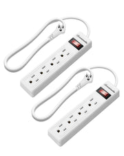 DEWENWILS 2 Pack 4 Outlets Power Strip, 2FT Short Cord with Flat Angled Plug, Portable Small Power Strip, 15A 125V 1875W, Wall Mount Design for Home Office Dorm, White-HHPS02F