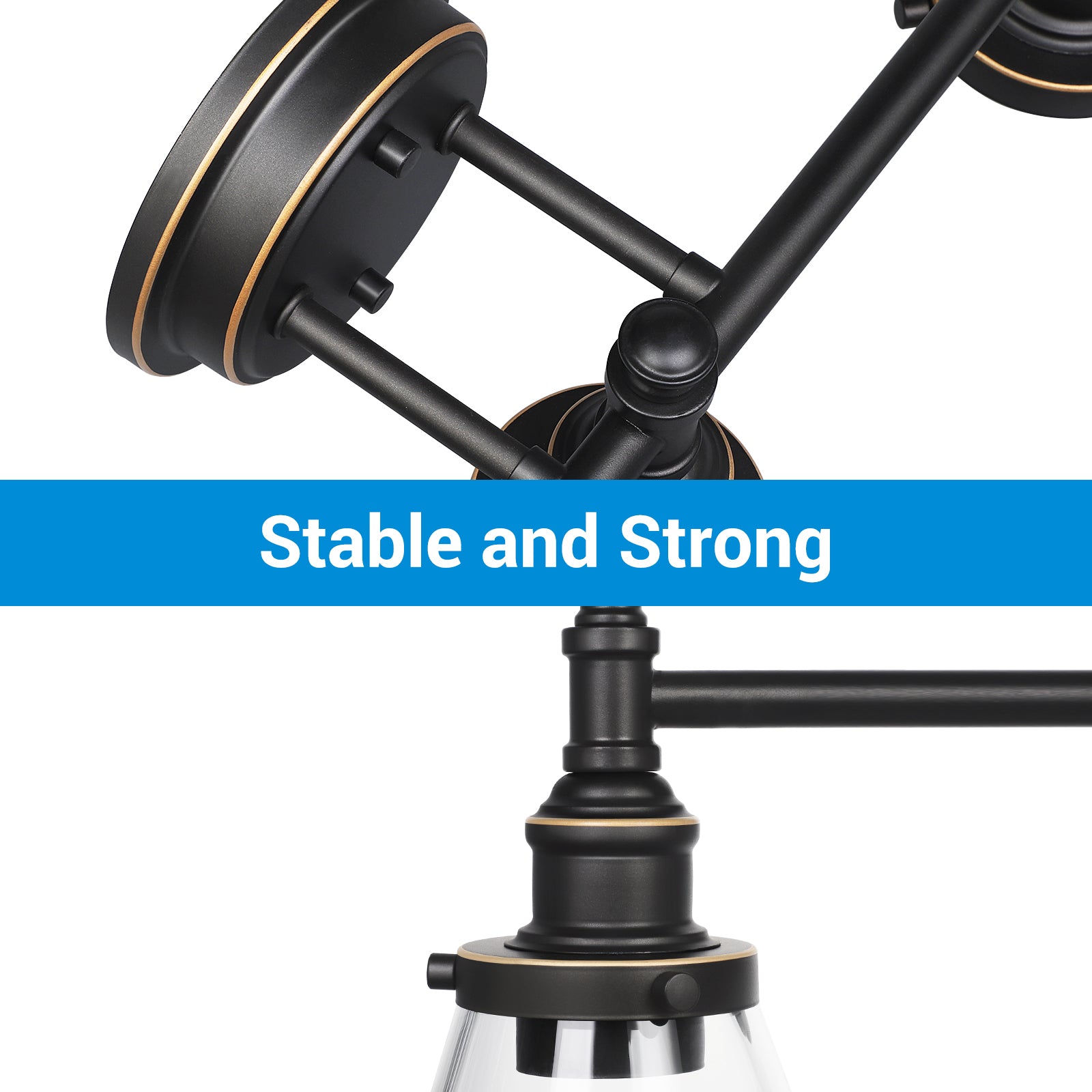 DEWENWILS 3-Light Bathroom Vanity Light Fixtures, 5-Piece All-in-One Bathroom Set, Vanity Lights with Clear Glass Shades, Towel Bar, Towel Ring, Robe Hook, Toilet Paper Holder, Oil Rubbed Bronze-HHVL01C