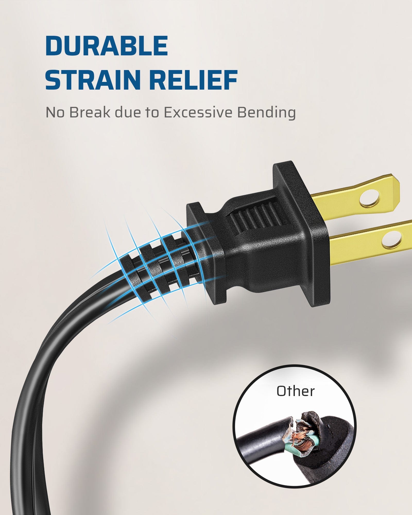 DEWENWILS 3ft Extension Cord with 3 Outlets, 2 Prong Extension Power Strip, 16 AWG Power Cord for Indoor Use (3 Pack)-HICB03C