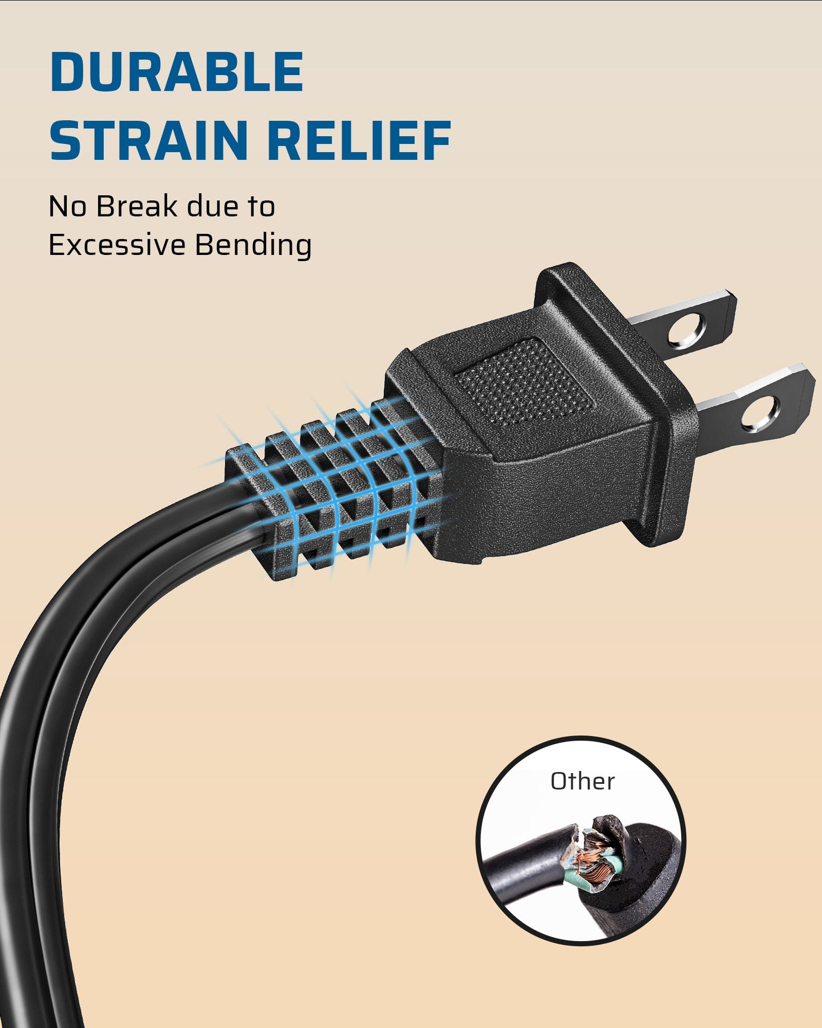 DEWENWILS 2 Pack 2 Prong Extension Cord 6 Ft, 3FT + 3FT Indoor Extension Cord, 2 Groups 3 Polarized Outlets with Safety Cap Protect for Home Office, Black, 16/2 SPT-2-HICB06E