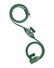 DEWENWILS 1 Pack 2 Prong Extension Cord 6 Ft, 3FT + 3FT Indoor Extension Cord, 2 Groups 3 Polarized Outlets with Safety Cap Protect for Home Office, Green, 16/2 SPT-2-HICG06D