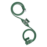 DEWENWILS 1 Pack 2 Prong Extension Cord 6 Ft, 3FT + 3FT Indoor Extension Cord, 2 Groups 3 Polarized Outlets with Safety Cap Protect for Home Office, Green, 16/2 SPT-2-HICG06D