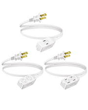 DEWENWILS 3ft Indoor Extension Cord, 16 AWG SPT-2 Power Cable, 2 Prong Outlets Plugs, NEMA 5-15P to NEMA 5-15R (3 Pack)-HICW03C