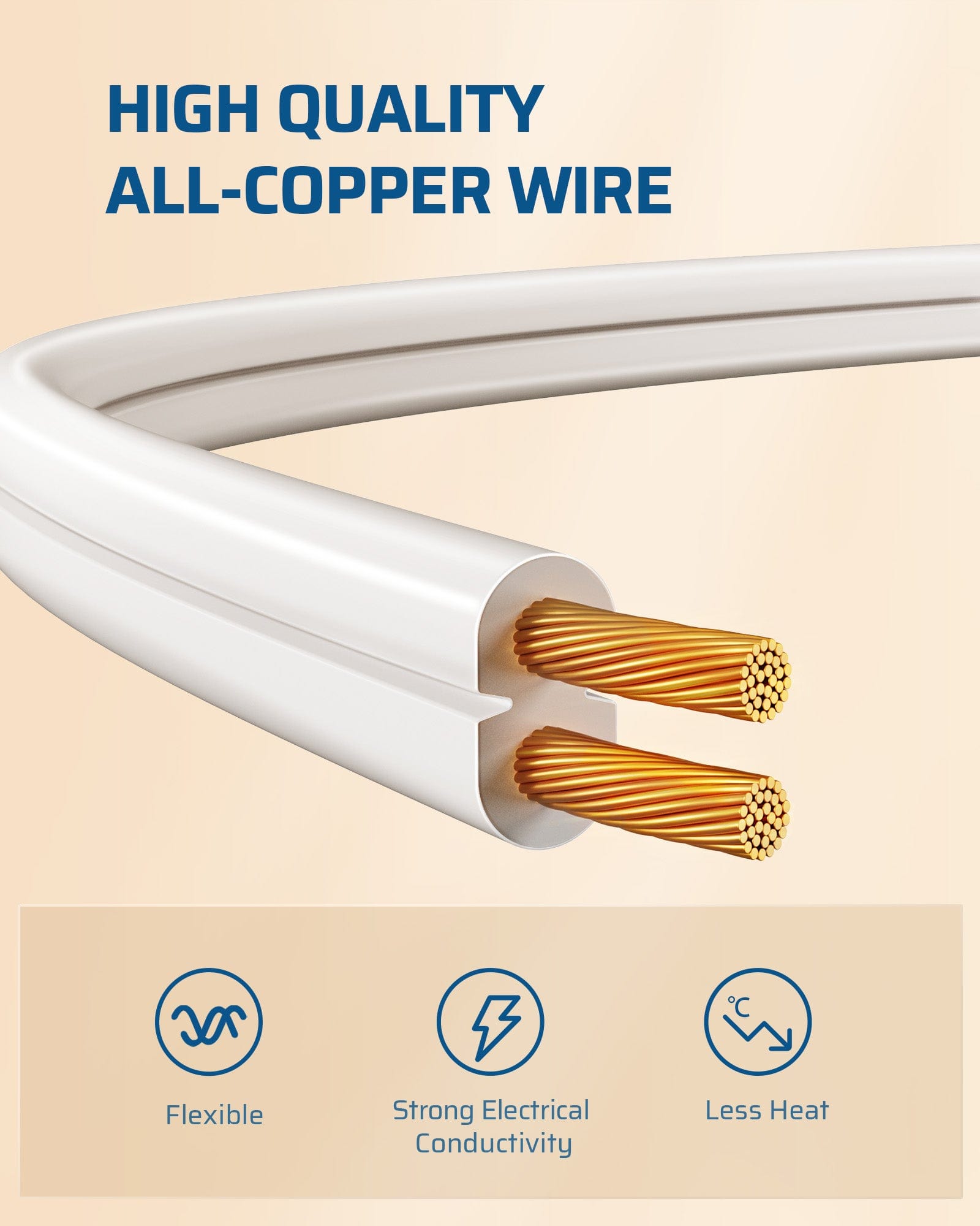 DEWENWILS 3ft Indoor Extension Cord, 16 AWG SPT-2 Power Cable, 2 Prong Outlets Plugs, NEMA 5-15P to NEMA 5-15R (3 Pack)-HICW03C
