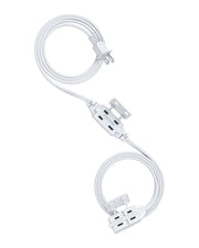 DEWENWILS 1 Pack 2 Prong Extension Cord 6 Ft, 3FT + 3FT Indoor Extension Cord, 2 Groups 3 Polarized Outlets with Safety Cap Protect for Home Office, White, 16/2 SPT-2-HICW06D