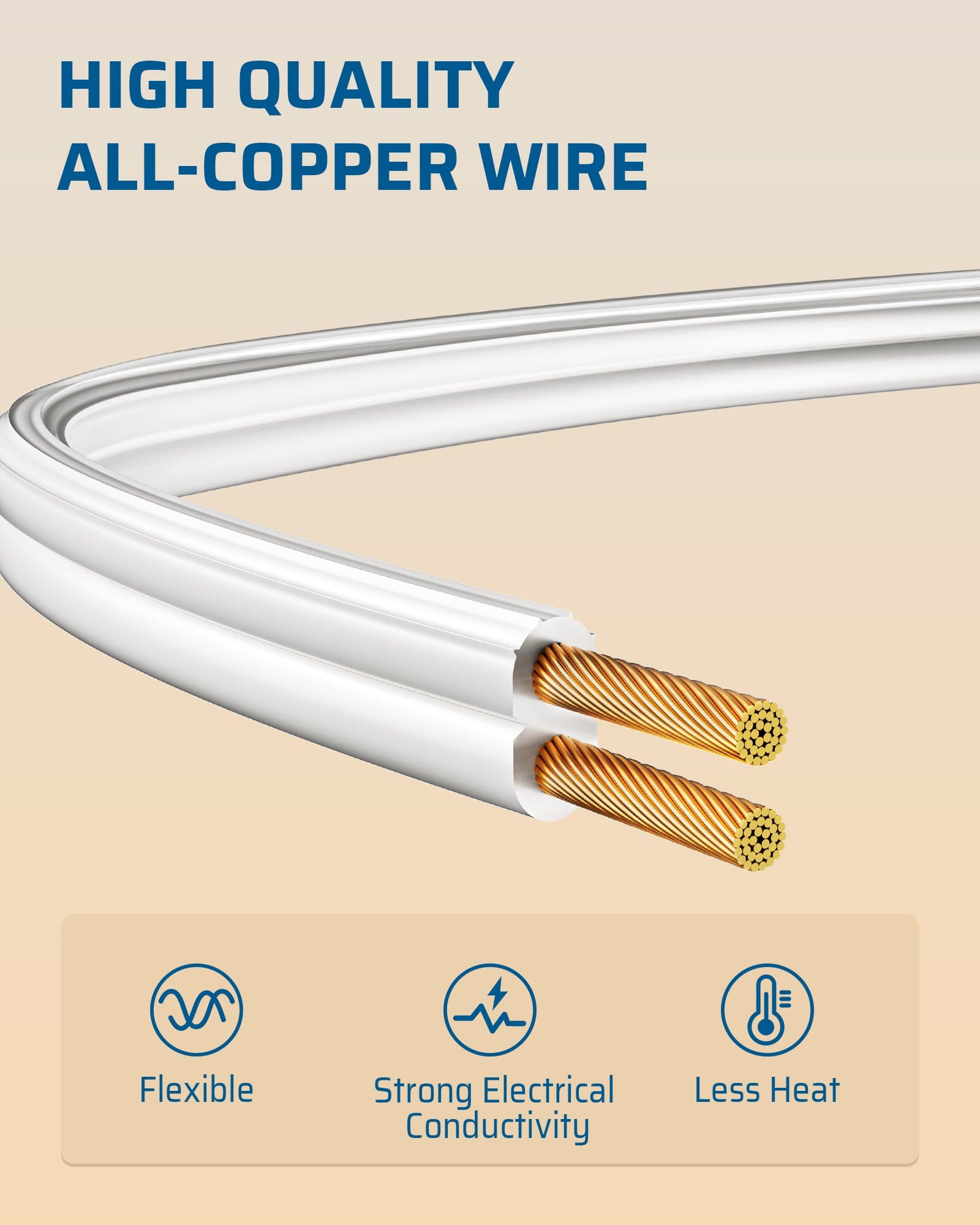 DEWENWILS 1 Pack 2 Prong Extension Cord 6 Ft, 3FT + 3FT Indoor Extension Cord, 2 Groups 3 Polarized Outlets with Safety Cap Protect for Home Office, White, 16/2 SPT-2-HICW06D