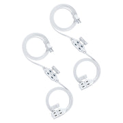 DEWENWILS 2 Pack 2 Prong Extension Cord 6 Ft, 3FT + 3FT Indoor Extension Cord, 2 Groups 3 Polarized Outlets with Safety Cap Protect for Home Office, White, 16/2 SPT-2-HICW06E