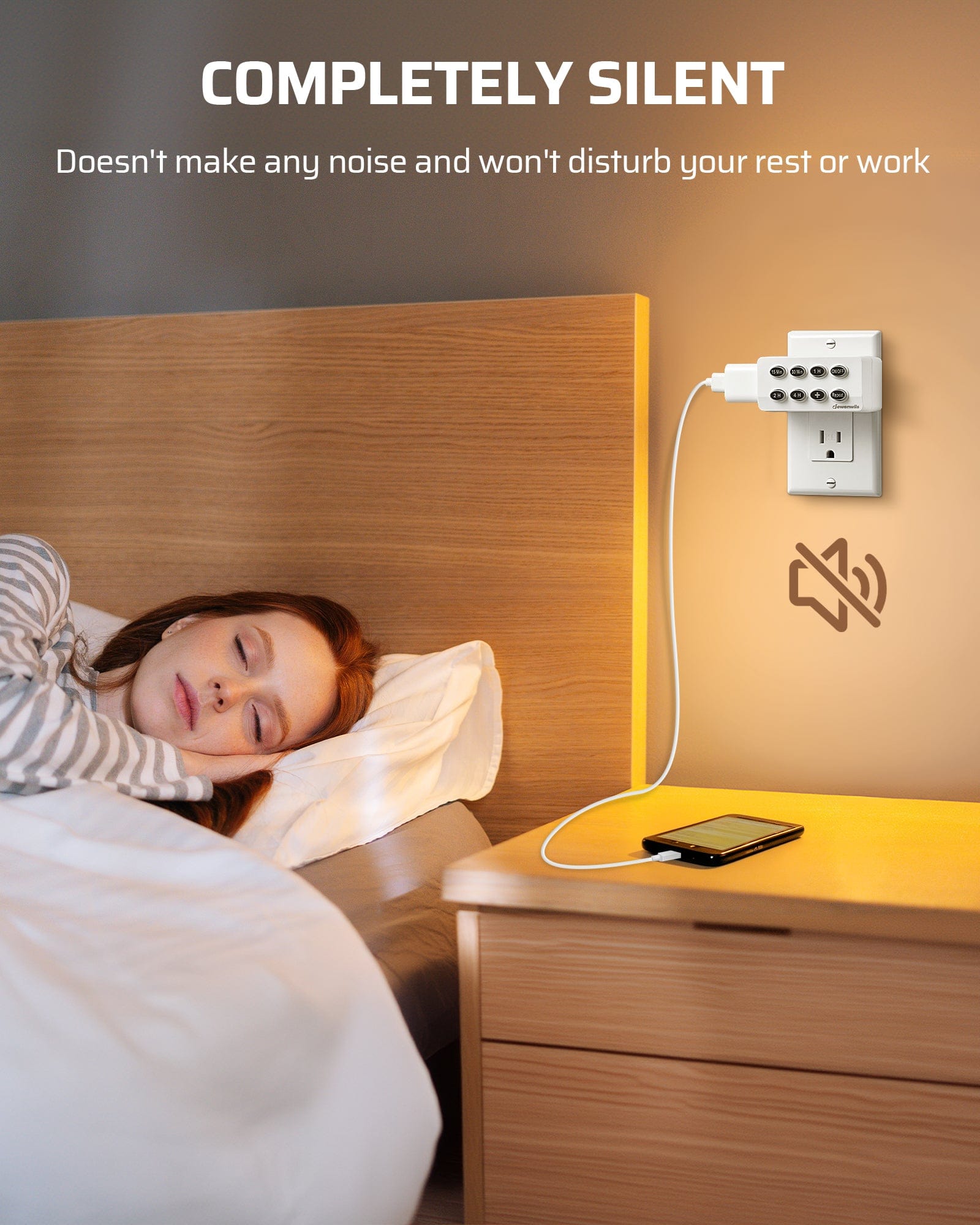 Indoor Outlet Timer: Operates with complete silence, ensuring no noise to disturb your rest or work. Perfect for bedrooms and offices where quiet is essential.