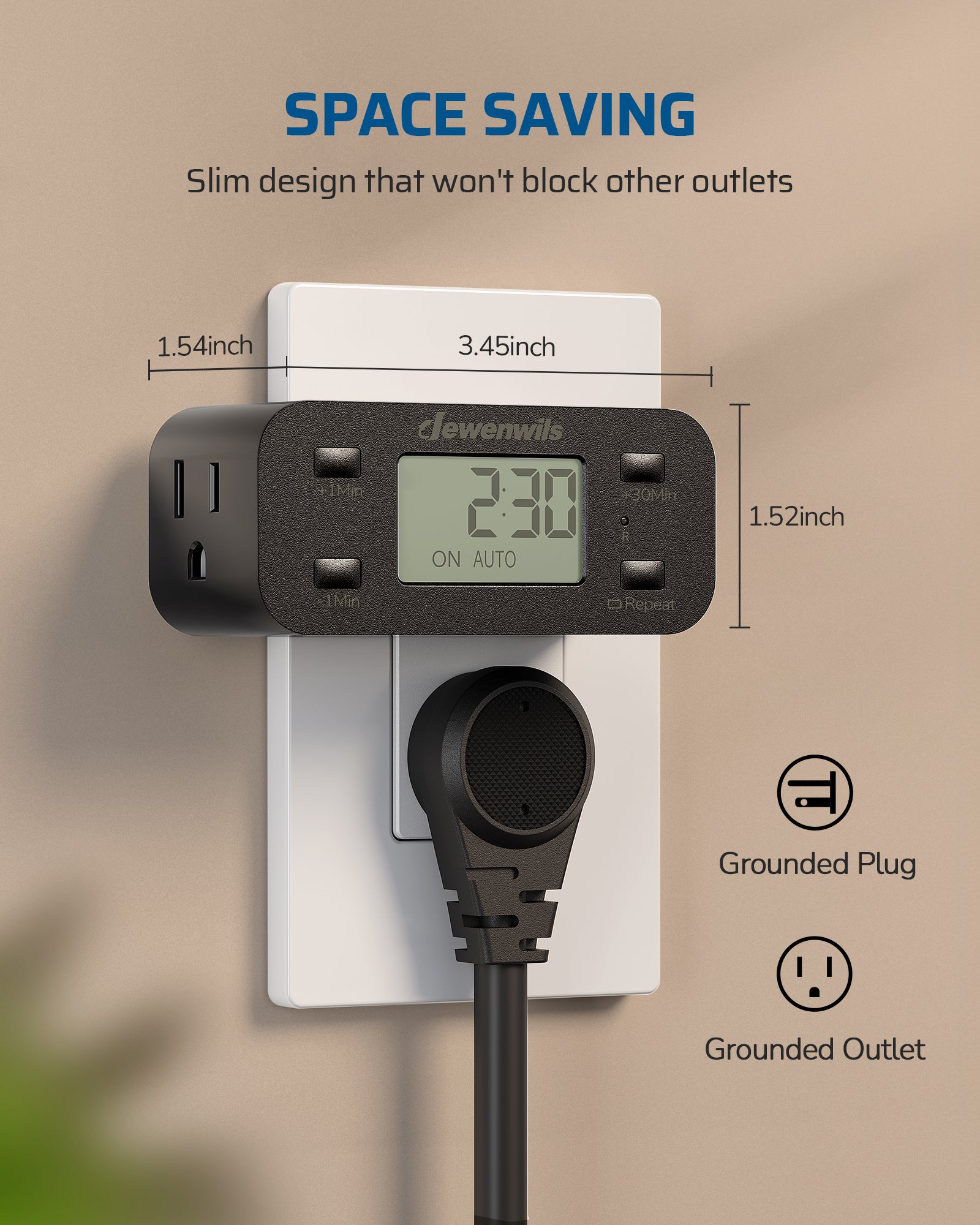 Outlet timer dimensions