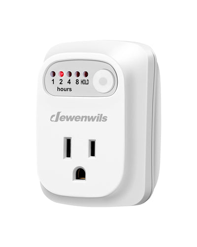 DEWENWILS Indoor Countdown Timer Outlet, Timers for Electrical Outlets, 125V/15A/1000W Auto Shut Off Safety Outlet, One 3-Prong Grounded Outlet, Light Timers, 1/3 HP-HIDT01E