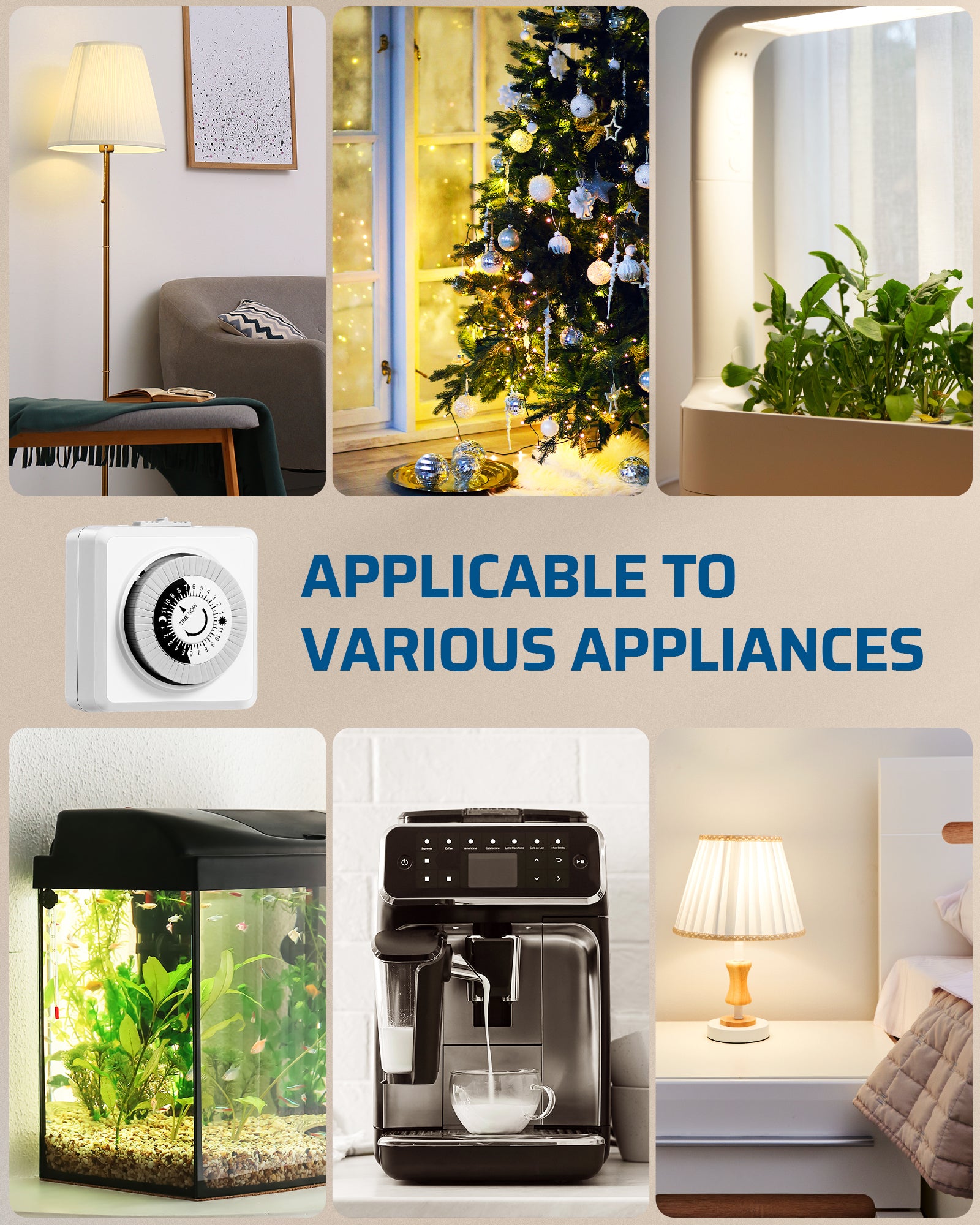 DEWENWILS 2 Pack Indoor Timers for Electrical Outlets, 24 Hour Cycle Plug-in Mechanical Timer, 30-Minute Intervals, 1 Polarized Outlet, for Christmas Lights, Room Lights-HIMT12D