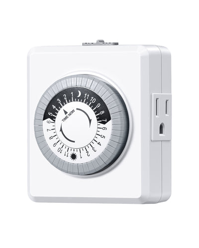 DEWENWILS 1 Pack 24 Hour Cycle Plug-in Mechanical Timer, Indoor Timer for Electrical Outlets, 30-Minute Intervals, Dual 3 Prong Outlets, 125V 15A for Christmas Lights, Room Lights-HIMT12E