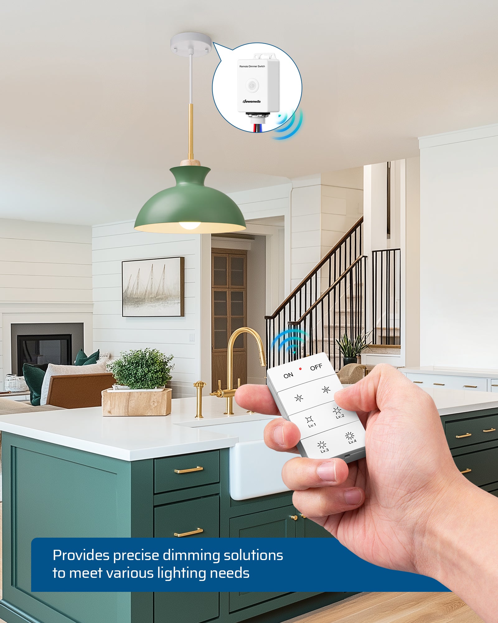 Dimmer Switch: Provides precise dimming solutions to meet various lighting needs with On/Off control, 4-speed quick dimming, and stepless adjustment.
