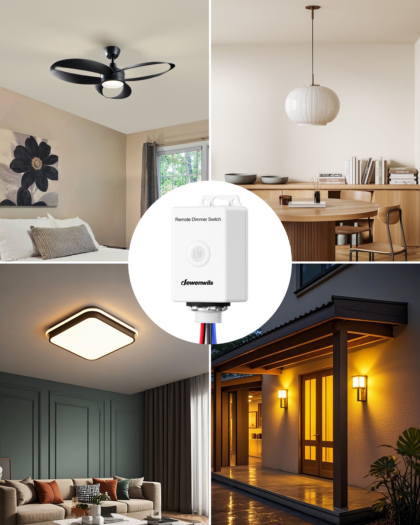 Dimmer Switch: Suitable for a wide variety of indoor and outdoor lighting fixtures to meet diverse situational needs.