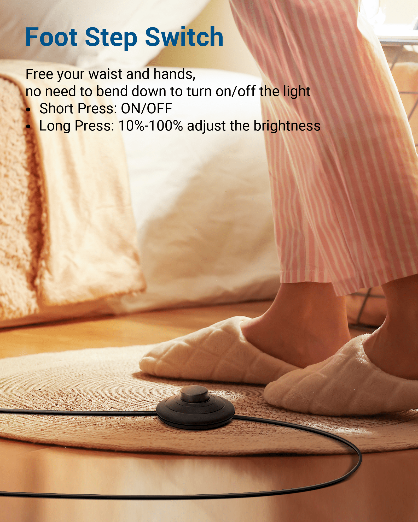 DEWENWILS LED Corner Floor Lamp, 57.5" Minimalist Dimmable Mood Lighting, Standing Tall Floor Lamp for Living Room, Bedroom, Home Office, 3000K Warm White Light (Silver)-F1HLFL02E1