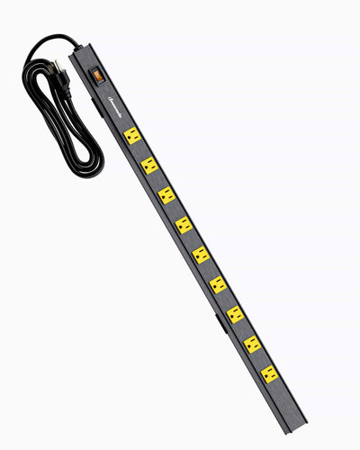 DEWENWILS 9 Outlet Heavy Duty Power Strip with Circuit Breaker, Wide Spaced Long Power Strip, 6FT Power Cord, Wall Mount Metal Power Bar for Workshop, Enclosed Garage, Office, Workbench-HLPS01A