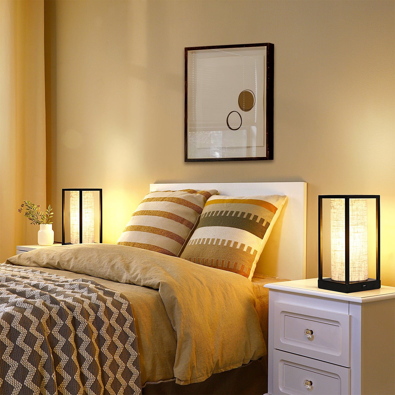 DEWENWILS 11.4'' Bedside Table Lamp Set with USB,Set of 2-HLTL02Q