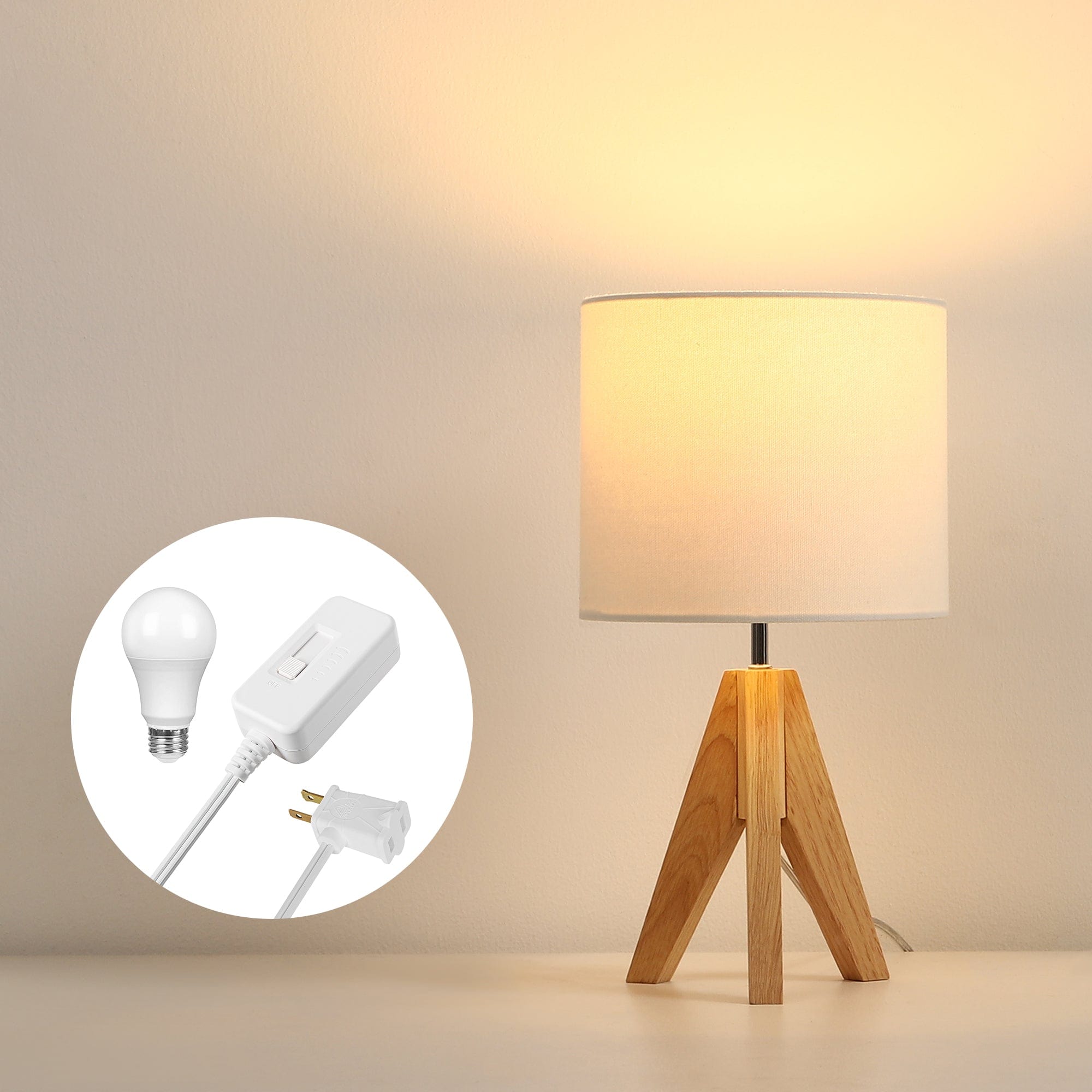 DEWENWILS LED Dimmer Switch, with LED Light Bulb Set, Full Range Slide Control, 6.6ft Extension Cord-HPID02B