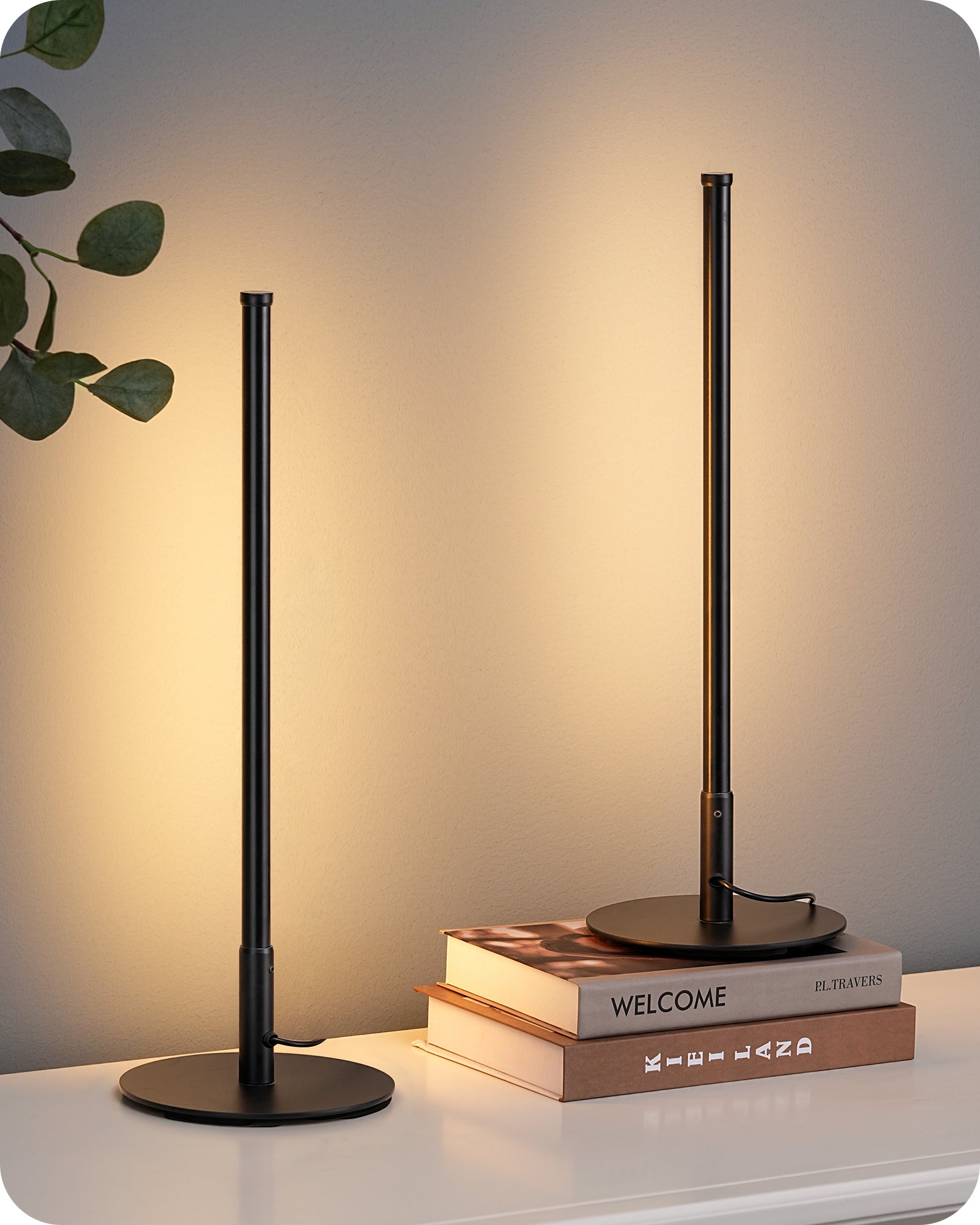 Modern Minimalist Dimmable LED Table Lamps - Set of 2 (Matte Black)