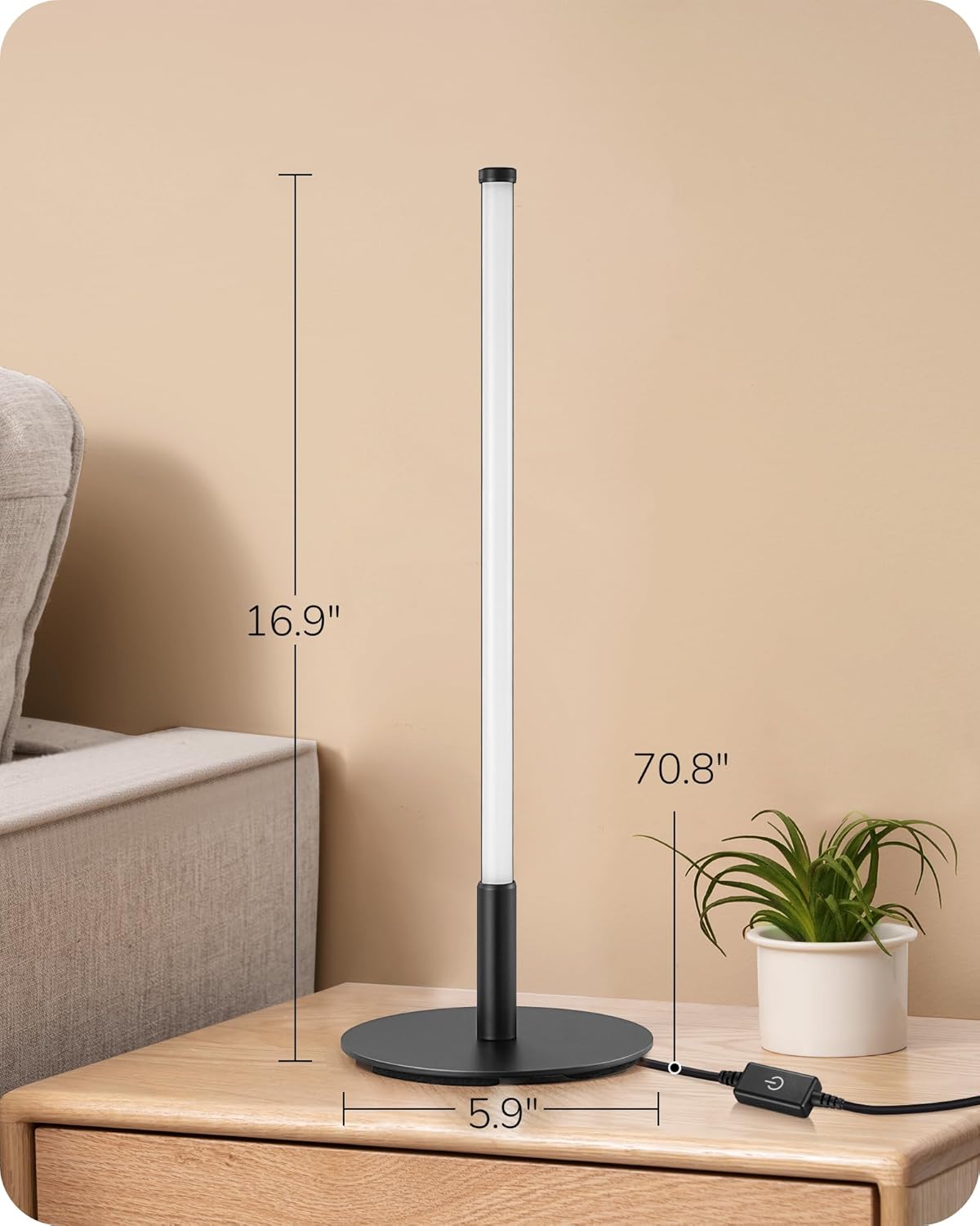 Modern Minimalist Dimmable LED Table Lamps - Set of 2 (Matte Black)
