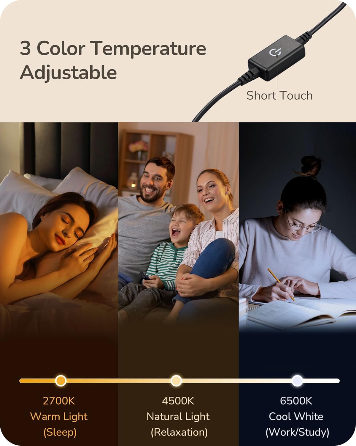 Modern Minimalist Dimmable LED Table Lamps - Set of 2 (Matte Black)