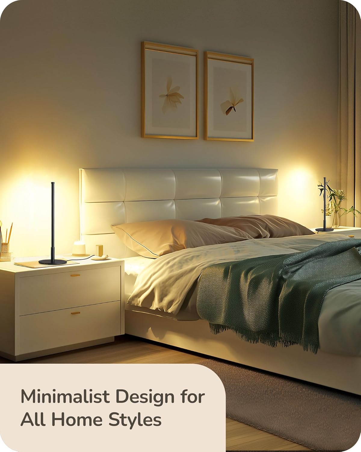 Modern Minimalist Dimmable LED Table Lamps - Set of 2 (Matte Black)