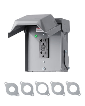 DEWENWILS Outdoor Outlet Box, 20 AMP WRTR GFCI Receptacles, Rainproof 3R Enclosure, Metal Power Switch Box, GFCI Outlet for Garden, Deck, Holiday/Christmas Lights-HMGB01A