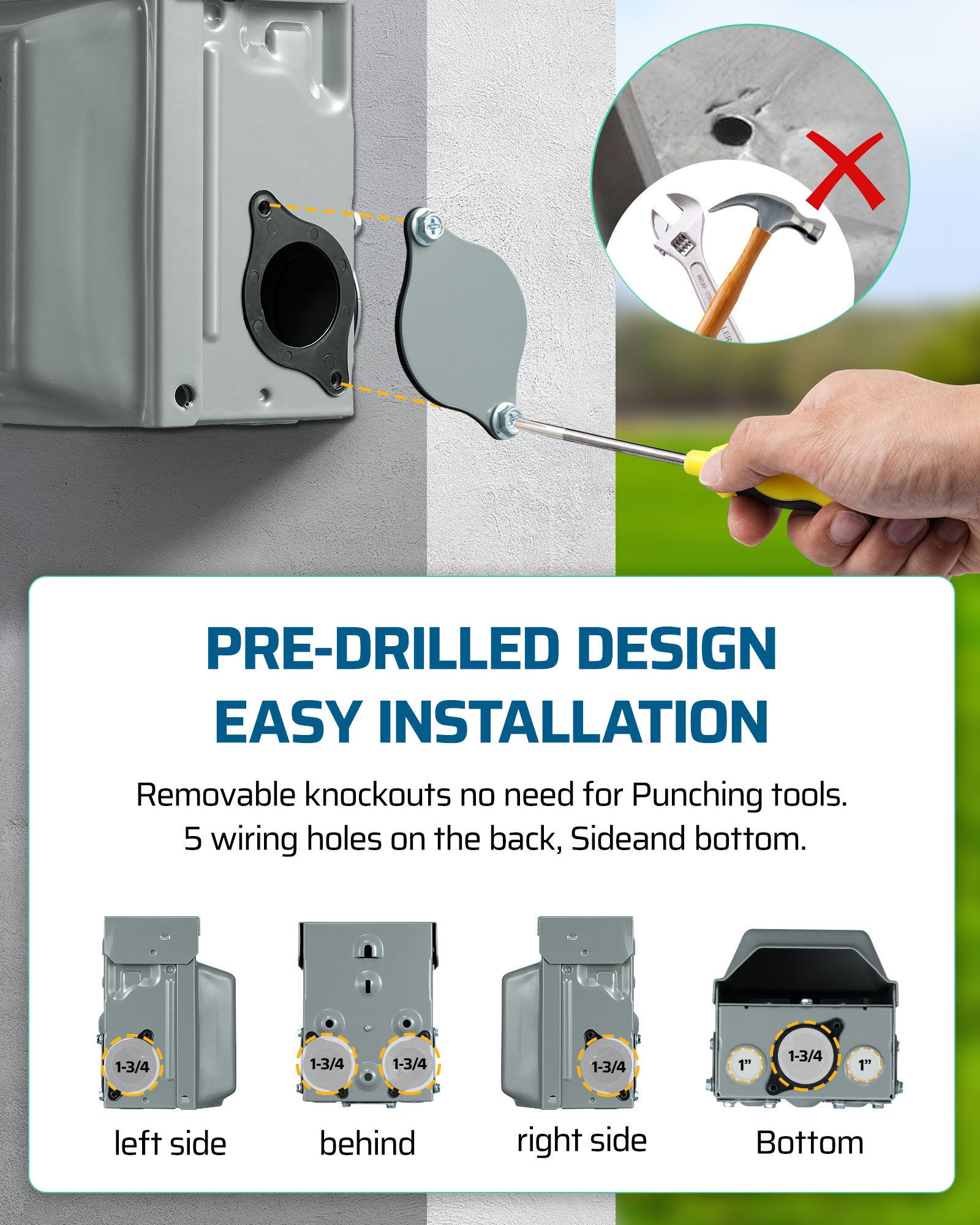 DEWENWILS Outdoor Outlet Box with 20 AMP WRTR GFCI Receptacles, Countdown Function & 4/8Hrs Cycle, 125V/2500W, 1/2hp Rainproof 3R Enclosure, Outdoor Electrical Outlet Box for Decor, Yard - HMGT20A