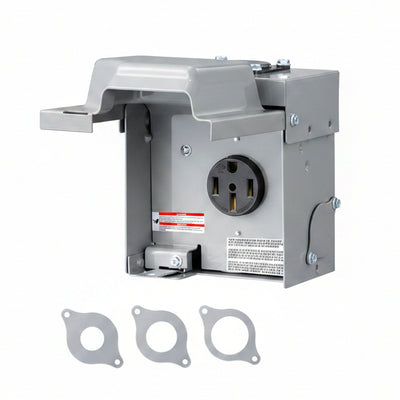 Nilight 50AMP RV Power Outlet Box - NEMA 14-50R, 125/250V, Waterproof Lockable Metal Box, ETL Certified