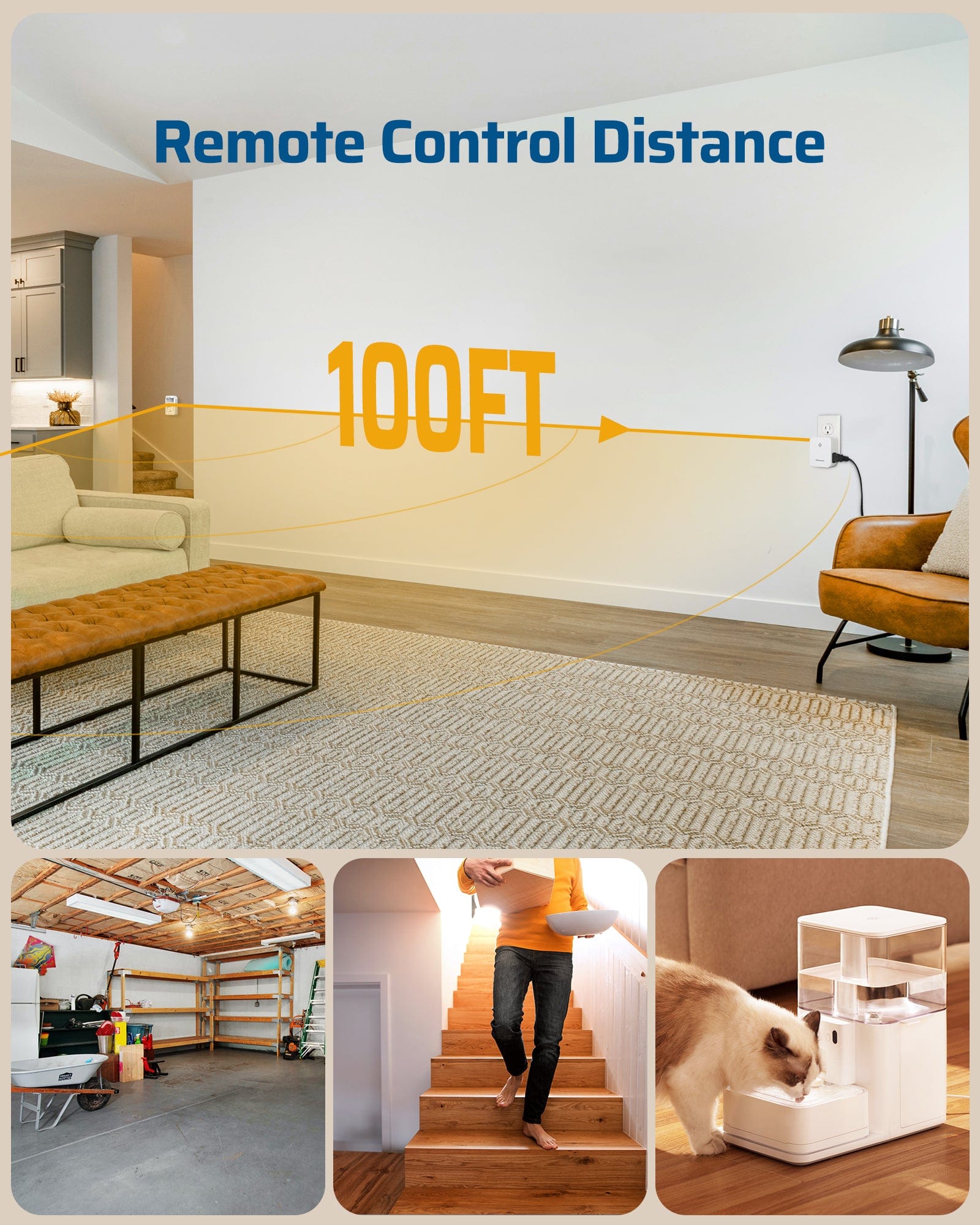 DEWENWILS Wireless Motion Sensor Outlet, with Dusk to Dawn & PIR Motion Sensor, 4 Modes, 20 FT Detection Range-HMSR01H