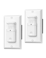 DEWENWILS 2 Pack Motion Sensor Light Switch, Single Pole, Motion Activated Wall Switch, Needs Neutral Wire, 5A for Hallway, Bathroom, Storage Room, White-HMSW01B