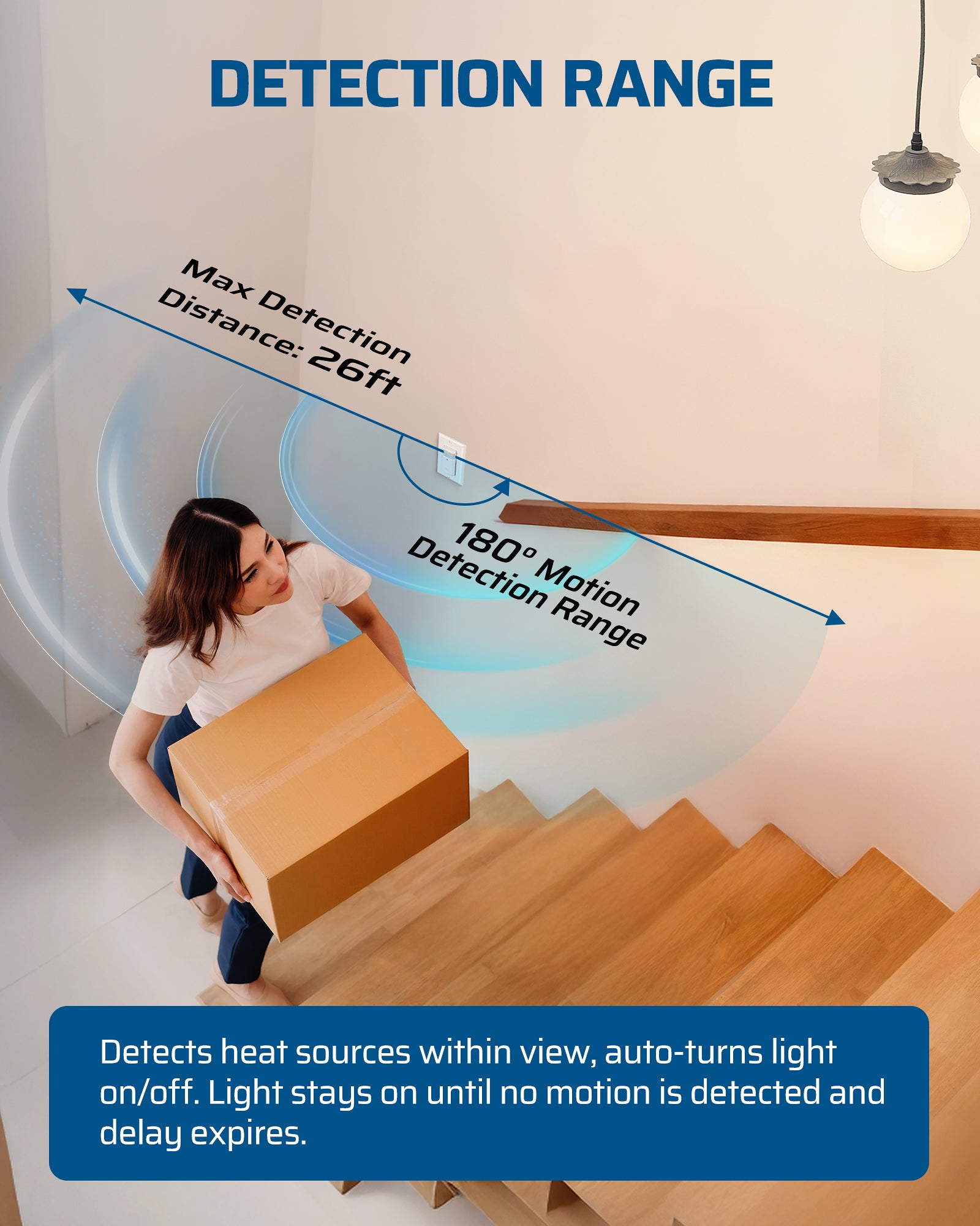 DEWENWILS 2 Pack Motion Sensor Light Switch, Single Pole, Motion Activated Wall Switch, Needs Neutral Wire, 5A for Hallway, Bathroom, Storage Room, White-HMSW01B