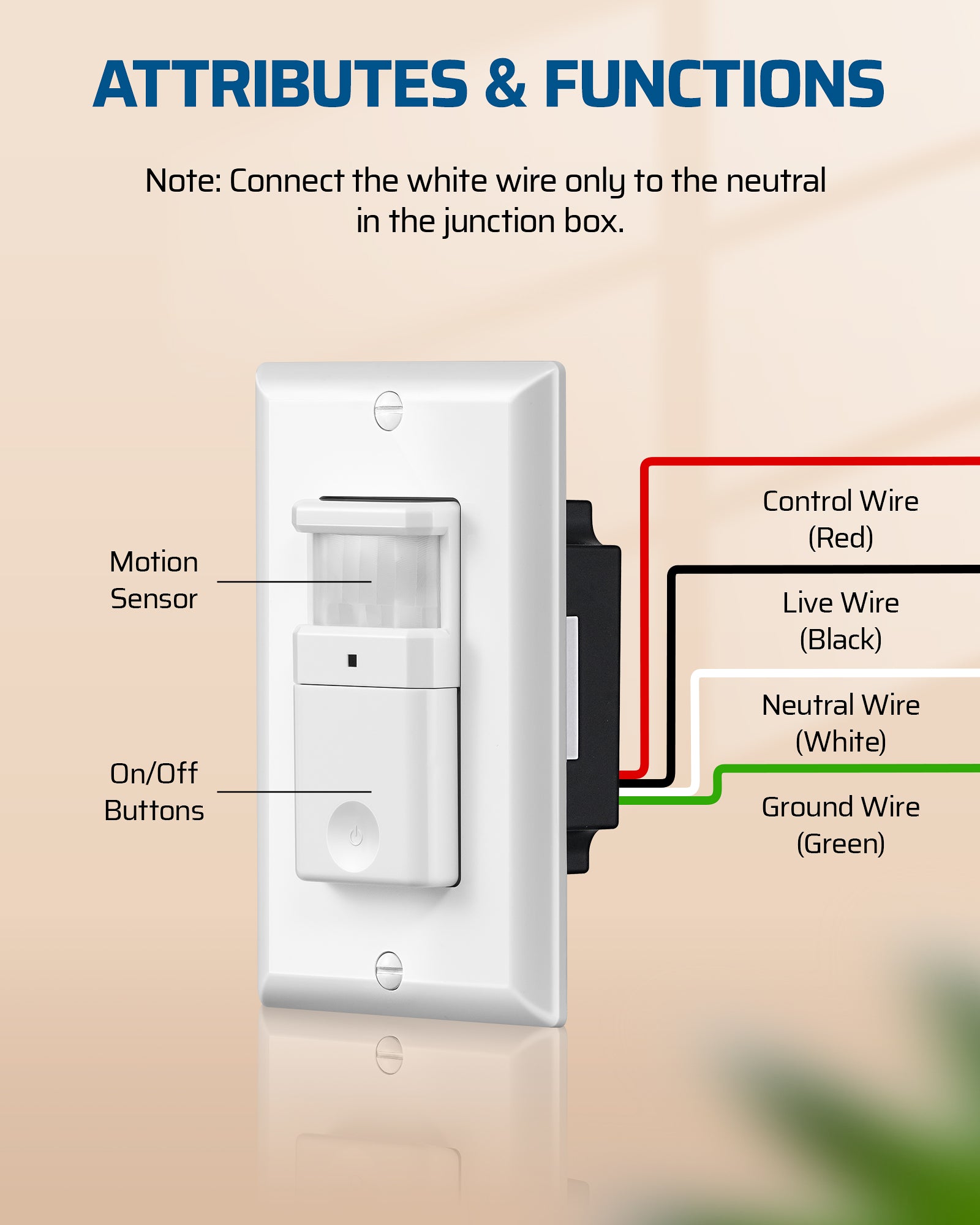 DEWENWILS 2 Pack Motion Sensor Light Switch, Single Pole, Motion Activated Wall Switch, Needs Neutral Wire, 5A for Hallway, Bathroom, Storage Room, White-HMSW01B