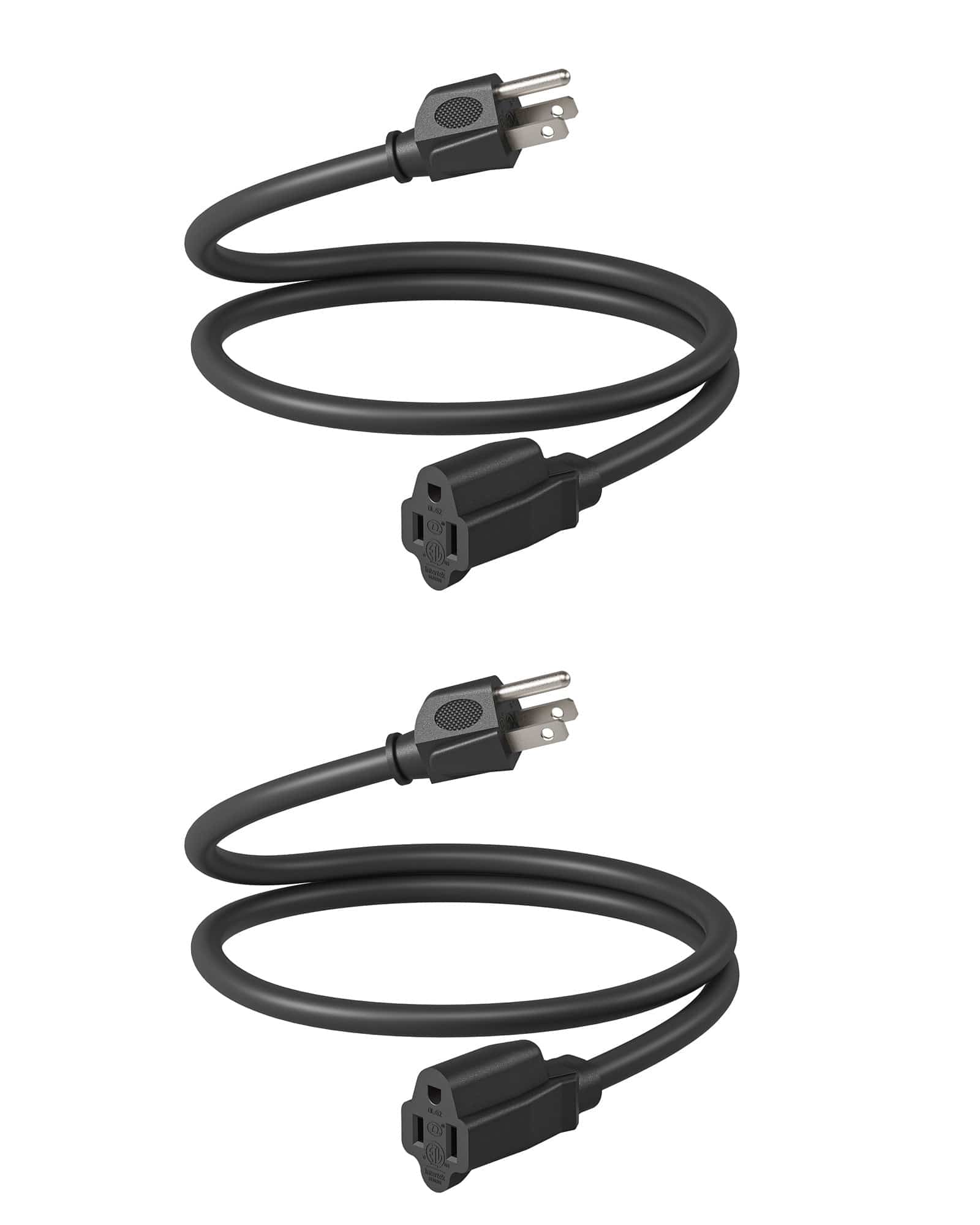 DEWENWILS 3ft Indoor/Outdoor Extension Cord, 14/3 SJTW 3 Prong Heavy Duty Power Cable, NEMA 5-15P to NEMA 5-15R (2 Pack)-HNCB03L