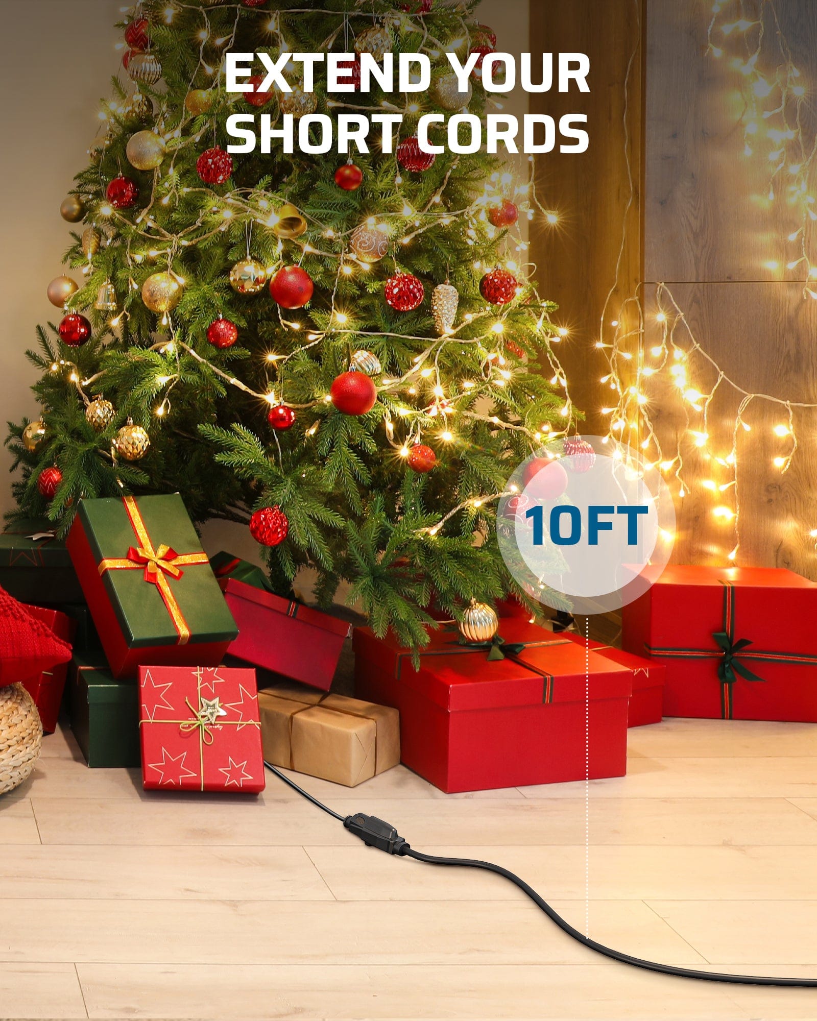 DEWENWILS 10ft Indoor Outdoor Extension Cord, 14/3 SJTW, 3 Prong Heavy Duty Power Cord (2 Pack)-HNCB10L