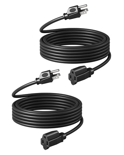 DEWENWILS 20ft Extension Cord, 3 Prong Waterproof Extension Cable for Indoor Outdoor Appliances, 16/3 SJTW (2 Pack)-HNCB20B