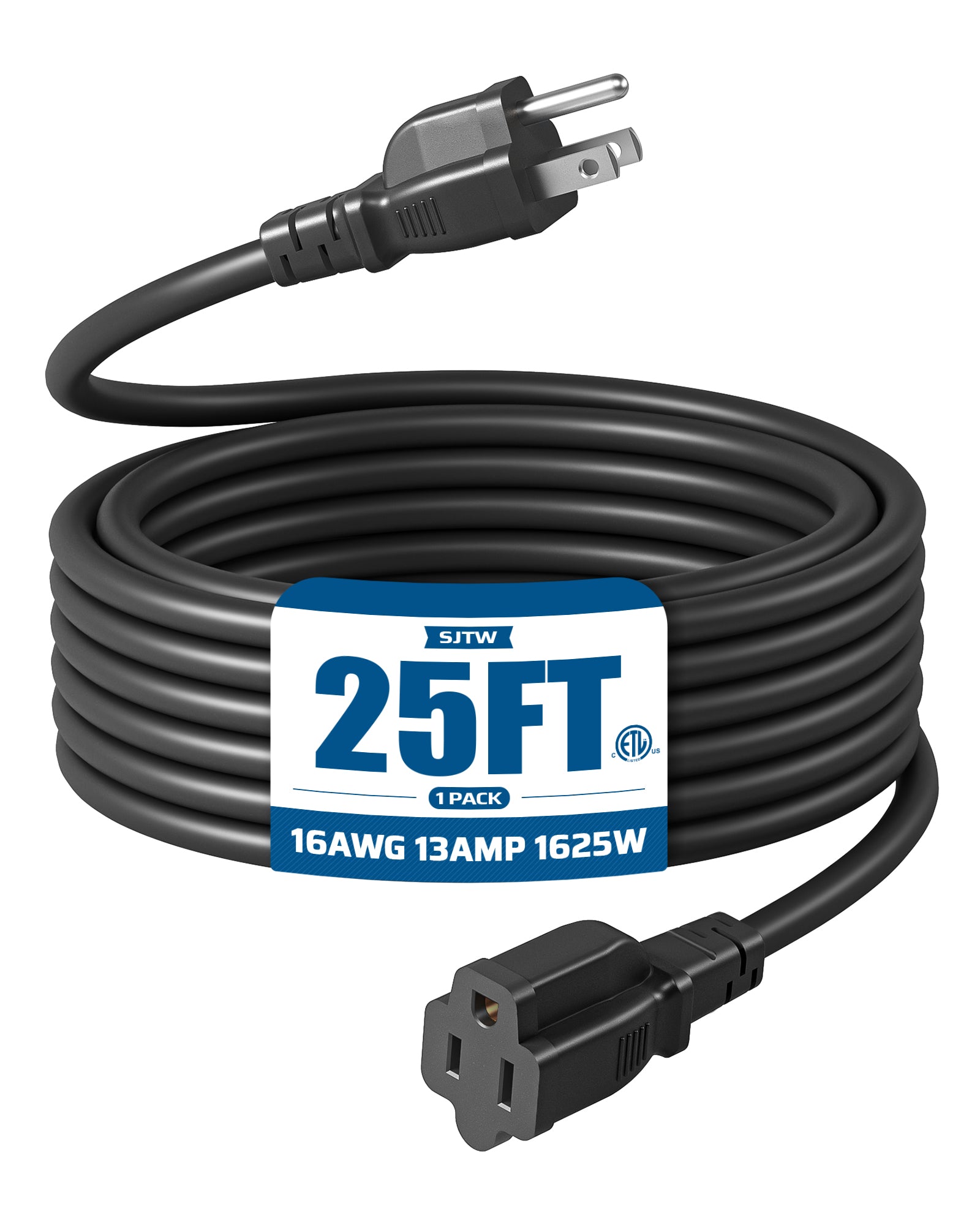 DEWENWILS 3ft Indoor/Outdoor Extension Cord, 14/3 SJTW 3 Prong Heavy Duty Power Cable, NEMA 5-15P to NEMA 5-15R (2 Pack)-HNCB03L