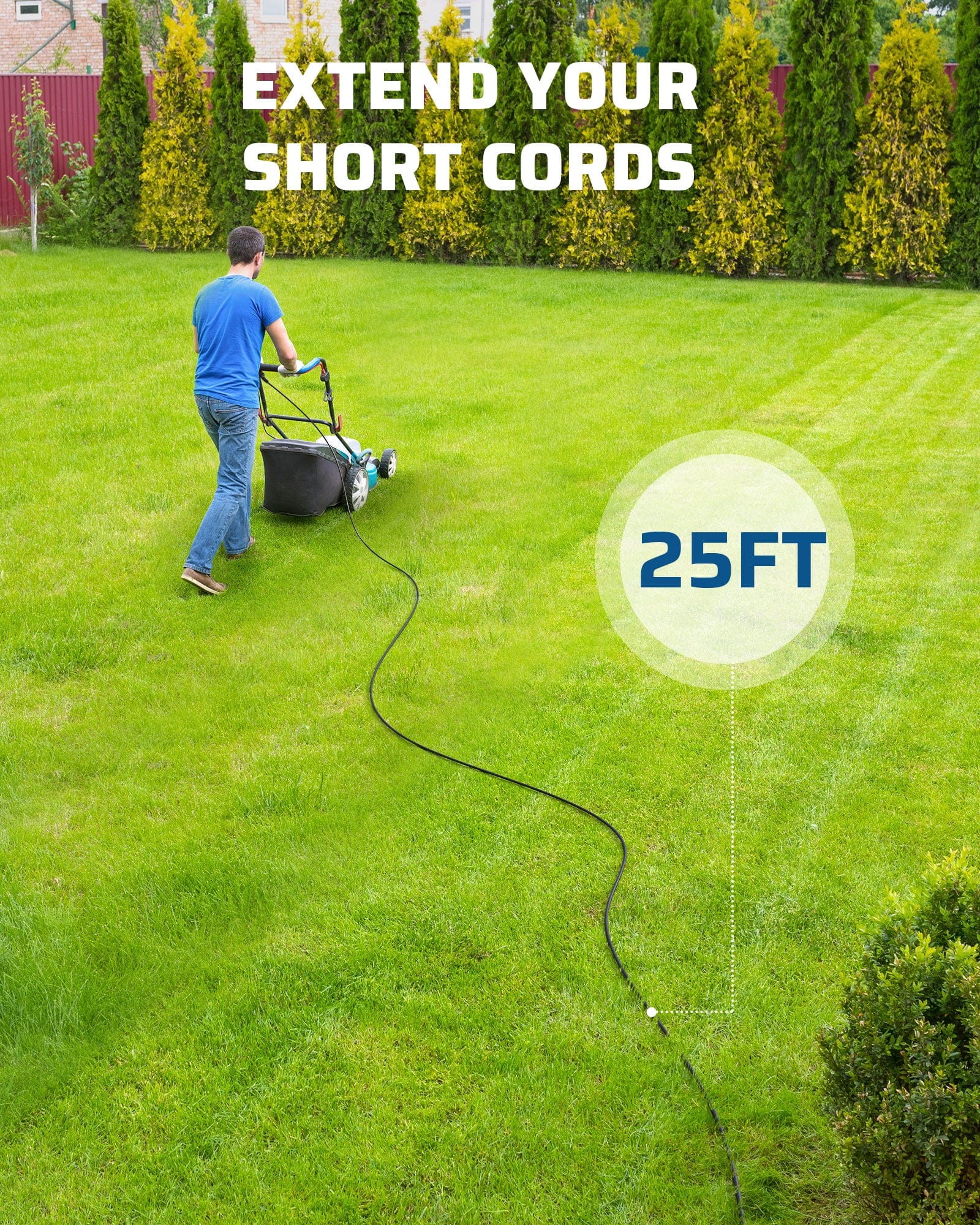 DEWENWILS Outdoor Extension Cord 25 FT, 3 Prong Waterproof Extension Cable for Indoor Outdoor Appliances, 16/3 SJTW, Black, 1 Pack-HNCB25A