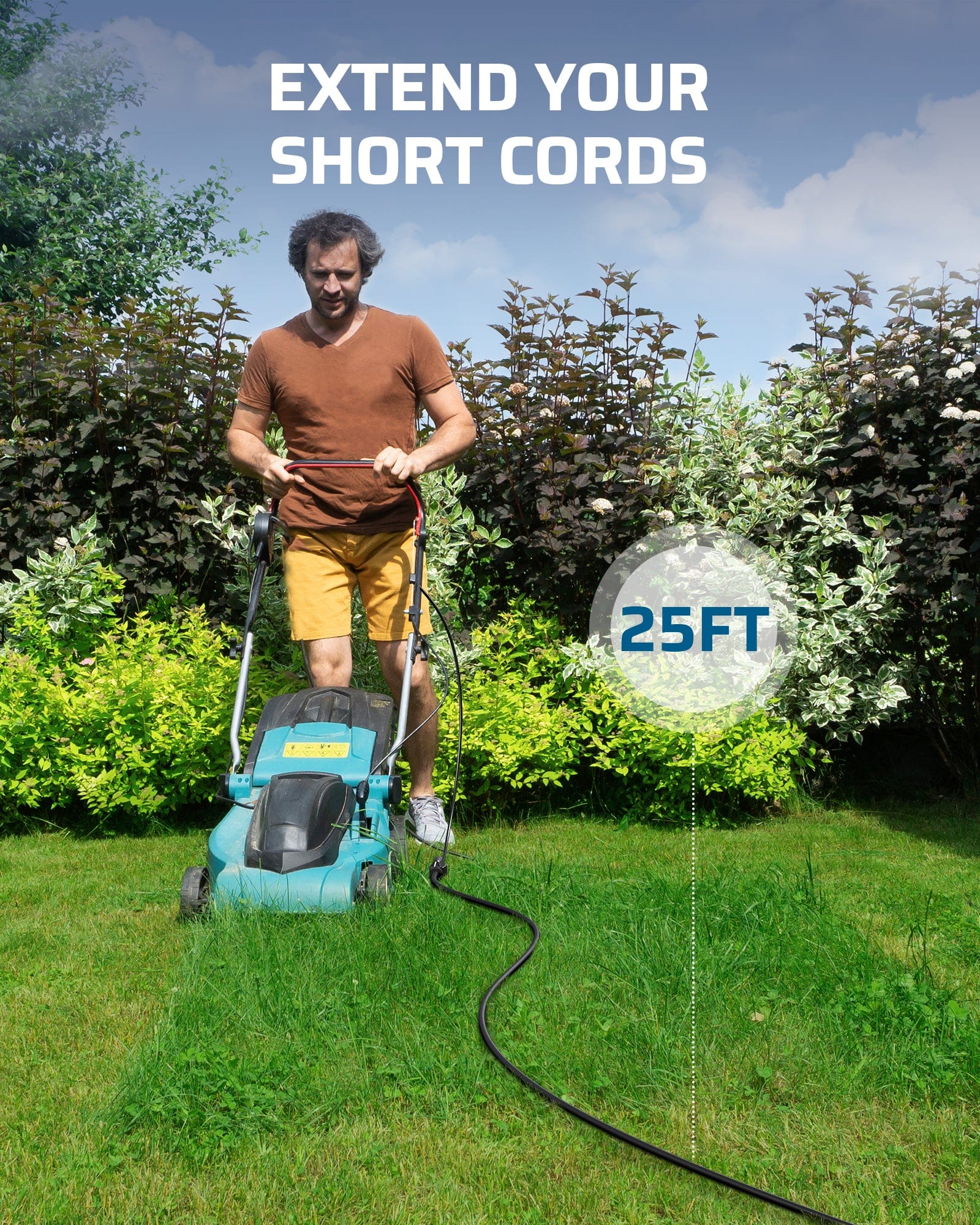 DEWENWILS 25ft Outdoor Extension Cord, Waterproof Power Cord for Indoor Outdoor Appliances, 14/3 SJTW (2 Pack)-HNCB25L