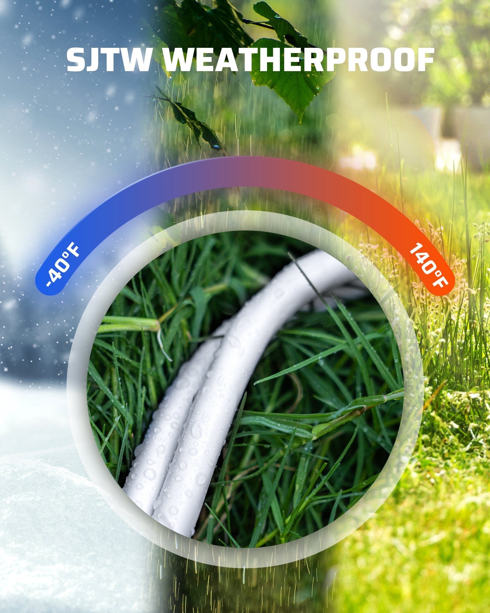 DEWENWILS 3 Foot Extension Cord, 16 AWG SJTW Weatherproof Power Cable for Indoor Outdoor Use, 3 Prong Grounded Outlets Plugs, White, 2 Pack-HNCW03B1