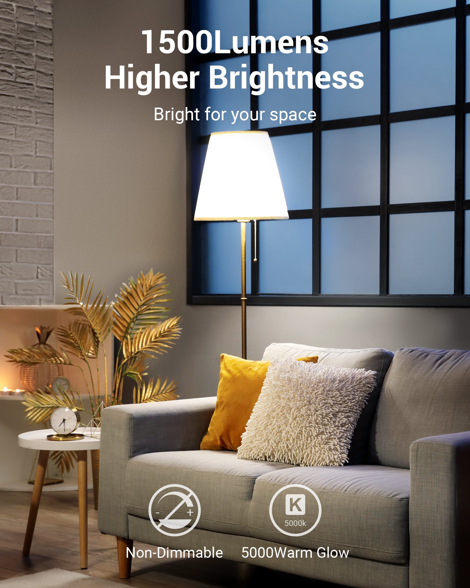 DEWENWILS 8-Pack A19 LED Light Bulb, 1500LM, 5000K Daylight LED Light Bulbs, 14 Watt(100 Watt Equivalent), E26 Medium Screw Base, Non Dimmable-WHNLA19C2