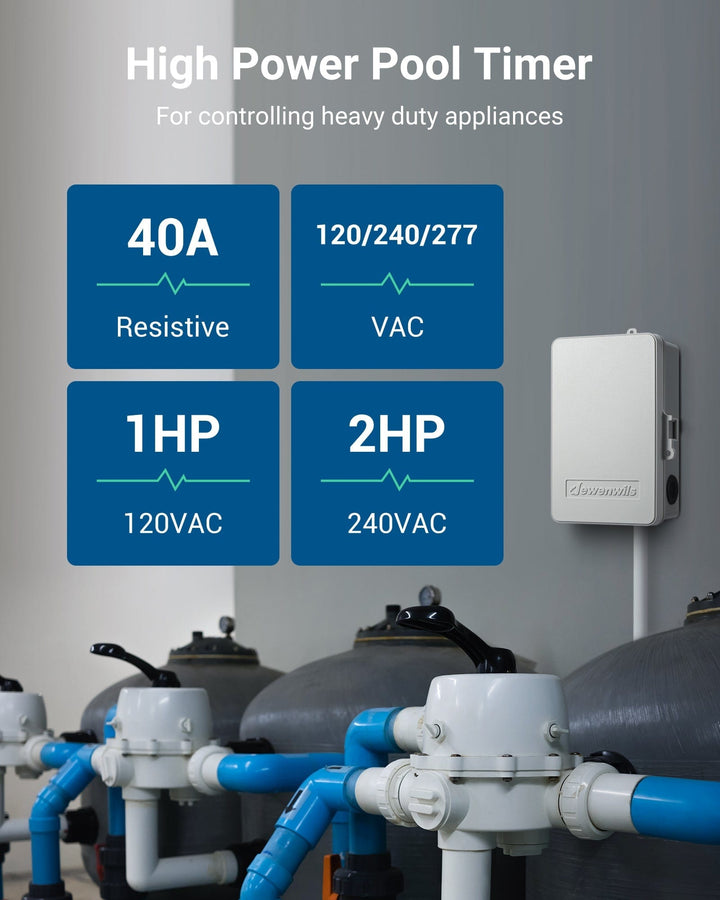 DEWENWILS Outdoor Pool Pump Digital Timer Box, 7-Day 20 ON/Off ...