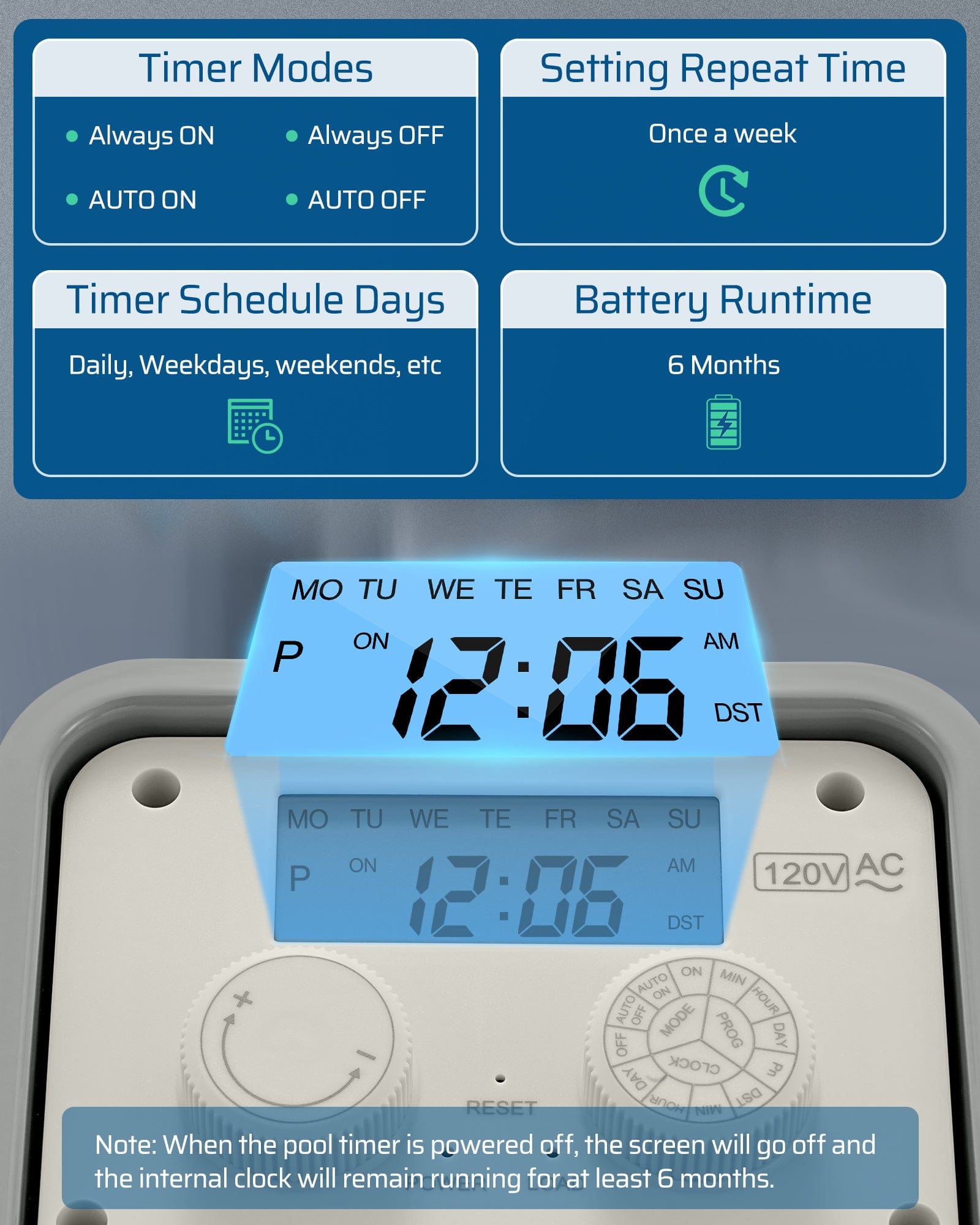 DEWENWILS pool timer modes