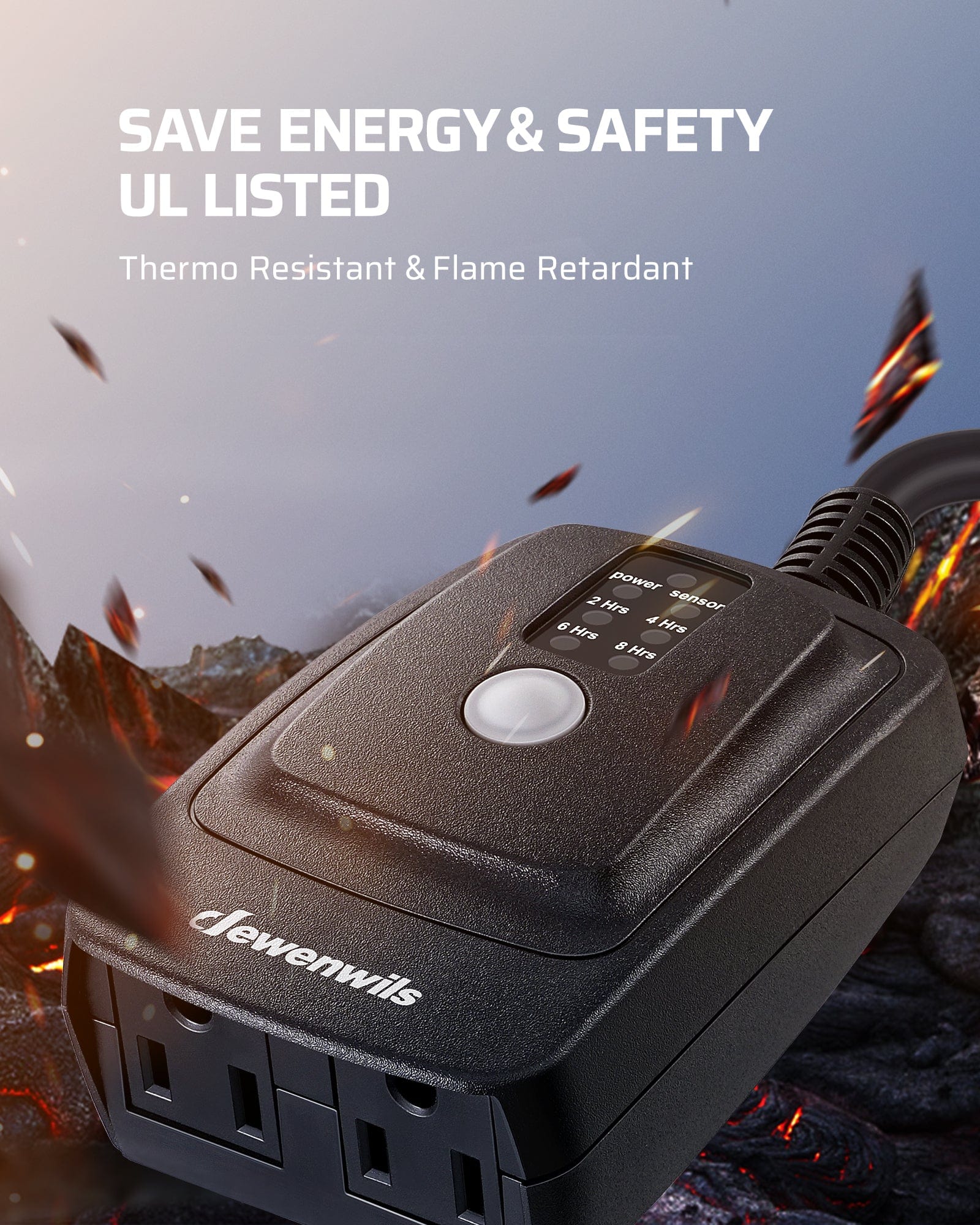Outdoor Light Timer: UL Listed for safety and energy efficiency. Features thermo-resistant and flame-retardant materials to ensure reliable, long-lasting performance.