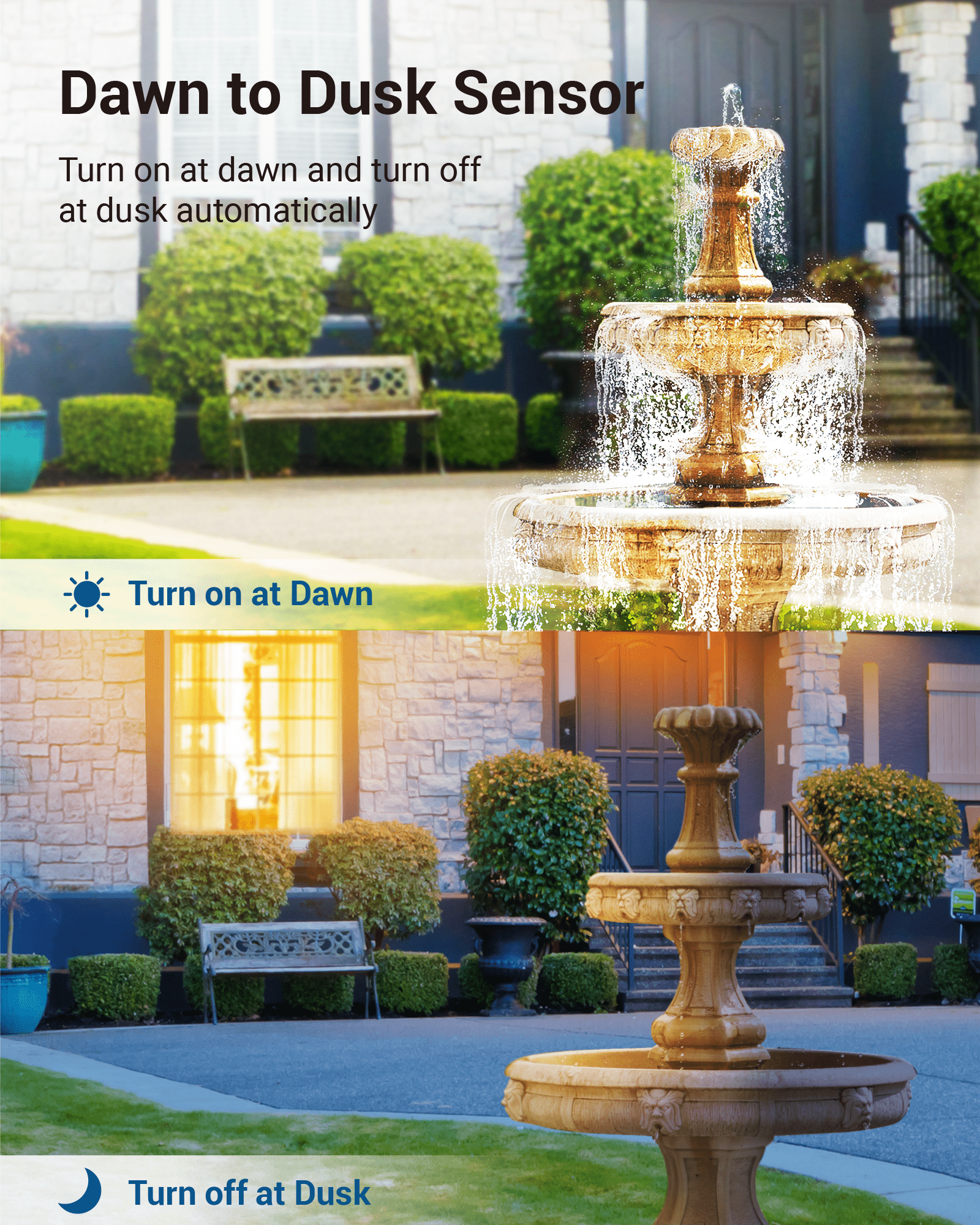 DEWENWILS Dawn to Dusk Outdoor Timer Waterproof, 125V/ 15A Plug in Sensor Outlet Timer Switch, 100FT Range Remote Control with 2 Grounded Electrical Outlets for Pool Pumps, Fountain-HODT12E