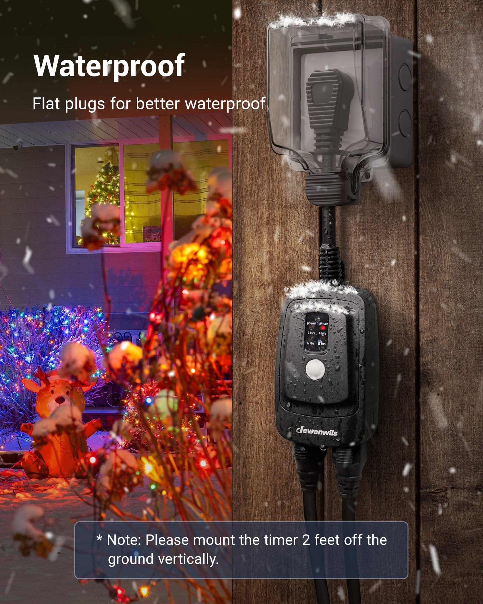 DEWENWILS Outdoor Timer with 2 Grounded Electrical Outlets, 15A 1/2HP-HODT12F